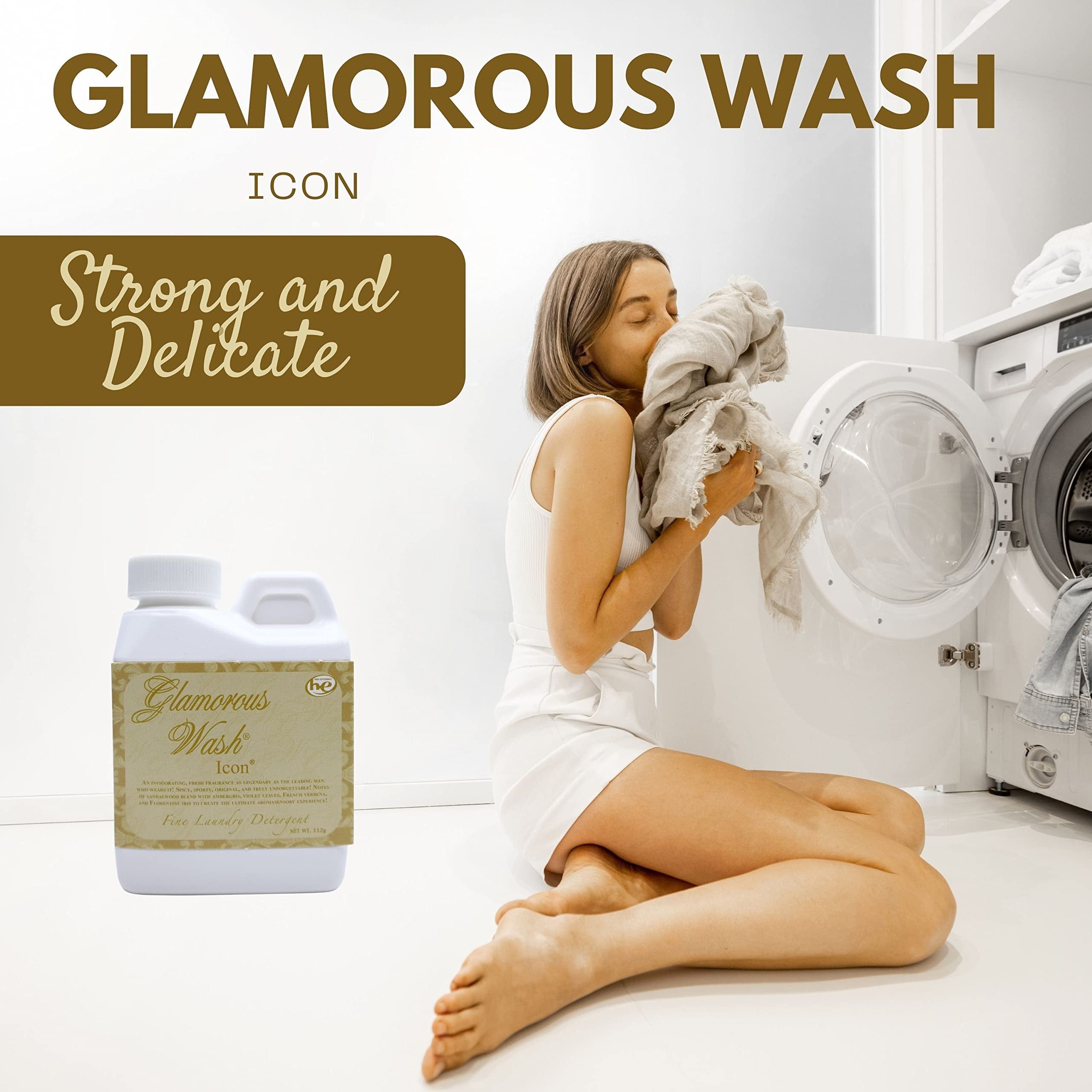 Tyler Candle Company Glamorous Wash Icon Scent Fine Laundry Liquid Detergent - Liquid Laundry Detergent for Clothing - Hand and Machine Washable - 4 oz, 112-gram Container w Bonus Key Chain