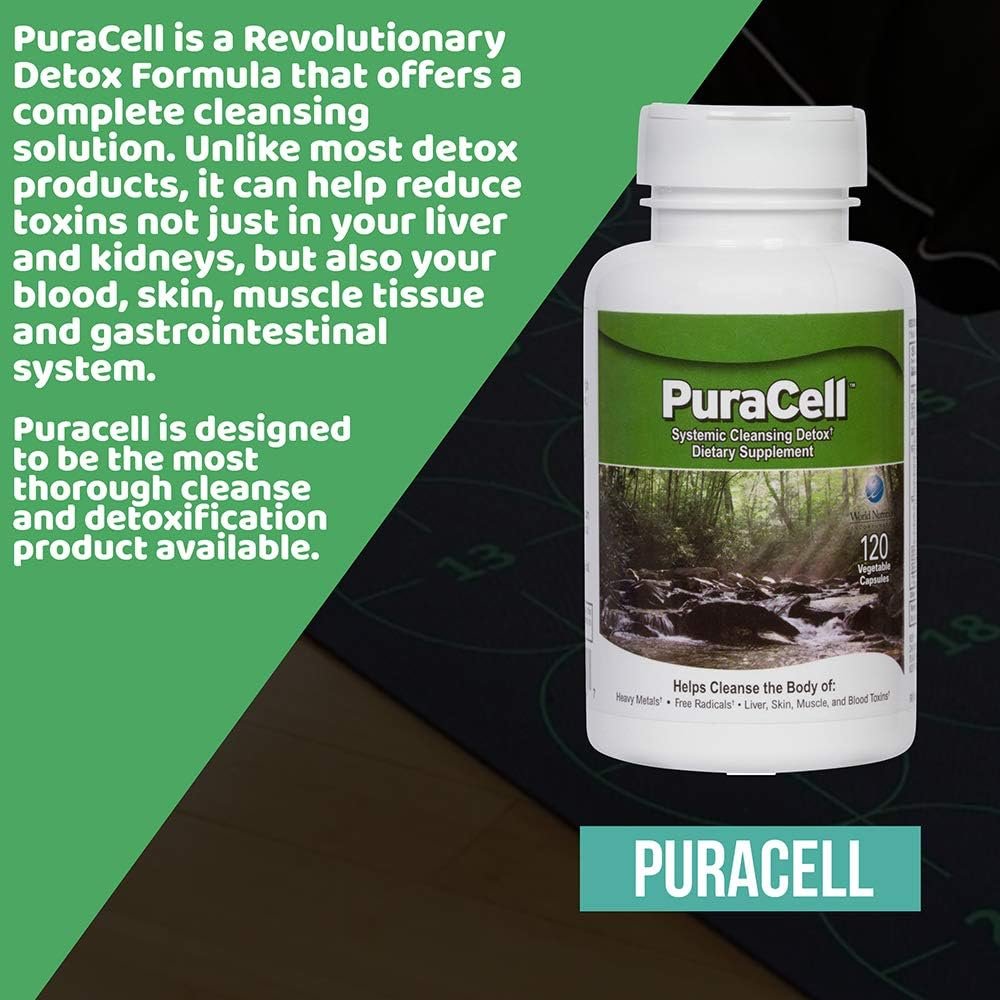 PuraCell Detox Maximum Strength Cleanse Supplement | Powerful, Fast Acting Natural Detoxifier Blend by World Nutrition Helps Reduce Toxic Buildup in Liver & Kidneys, Remove Mycotoxins (120 Count)