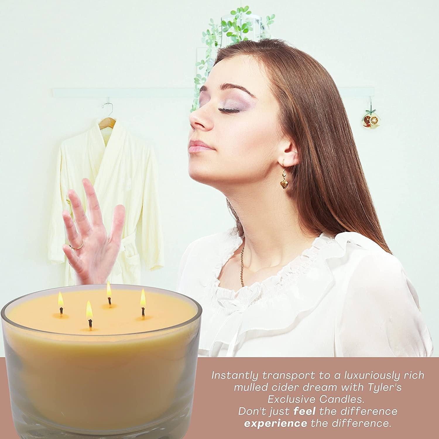 Tyler Candle Company 40 oz Mulled Cider Scented Candle | 4 Wick Large Candle | 220 Hr Burn | Decorative Candles | Home Decor Gift for Women & Men w Worldwide Nutrition Multi Purpose Key Chain