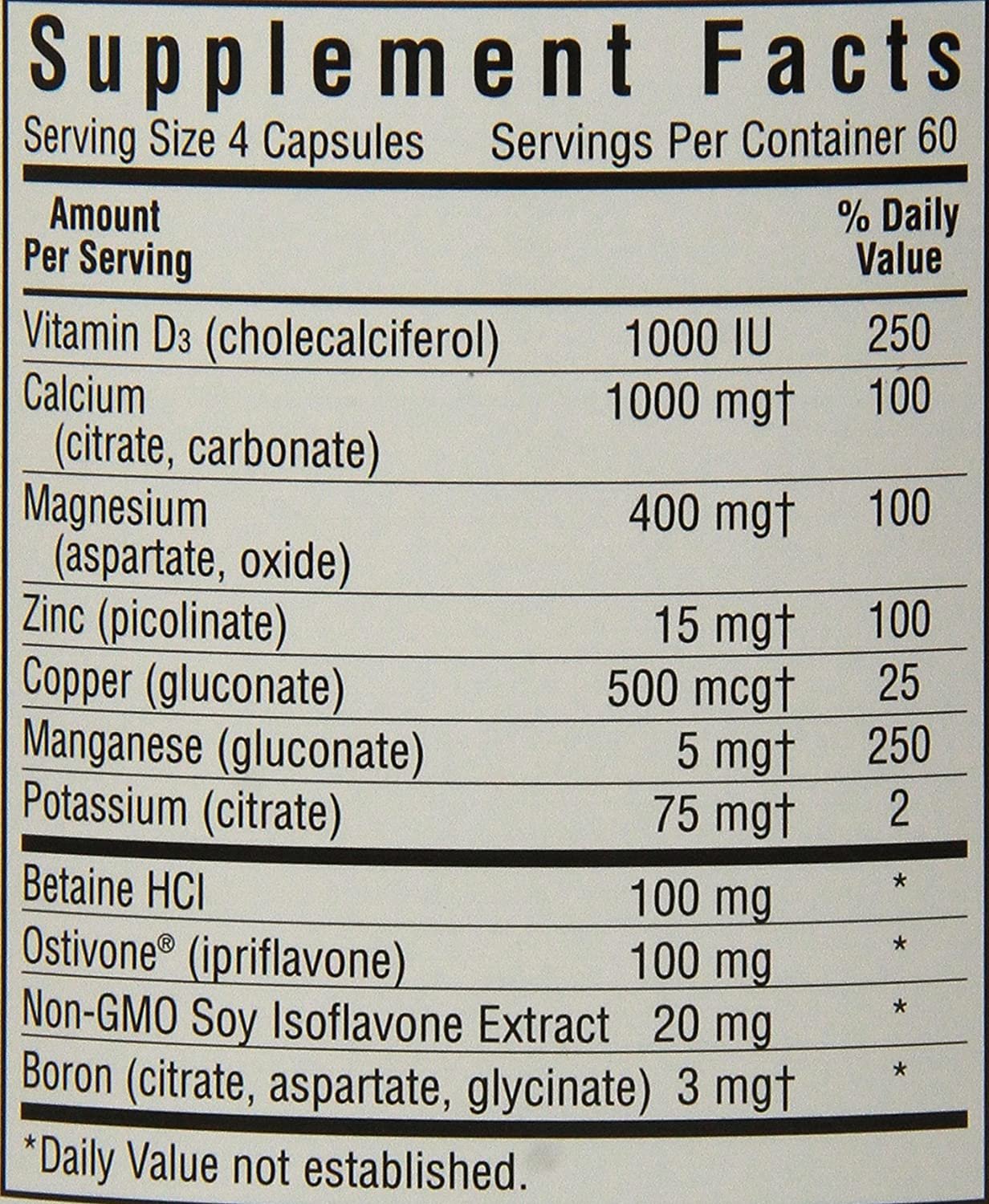 BlueBonnet Super Boron Bone Formula Vegetarian Capsules, 240 Count, White