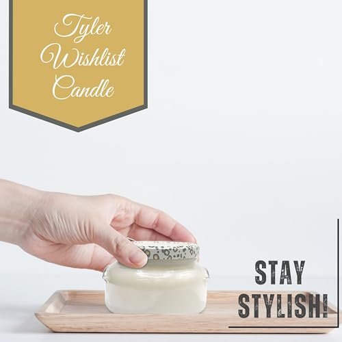 Tyler Candle Company Wishlist Candles - Luxuriously Fall Scented Candle with Essential Oils - 22 oz Extra Large White Candle and Multi-Purpose Key Chain