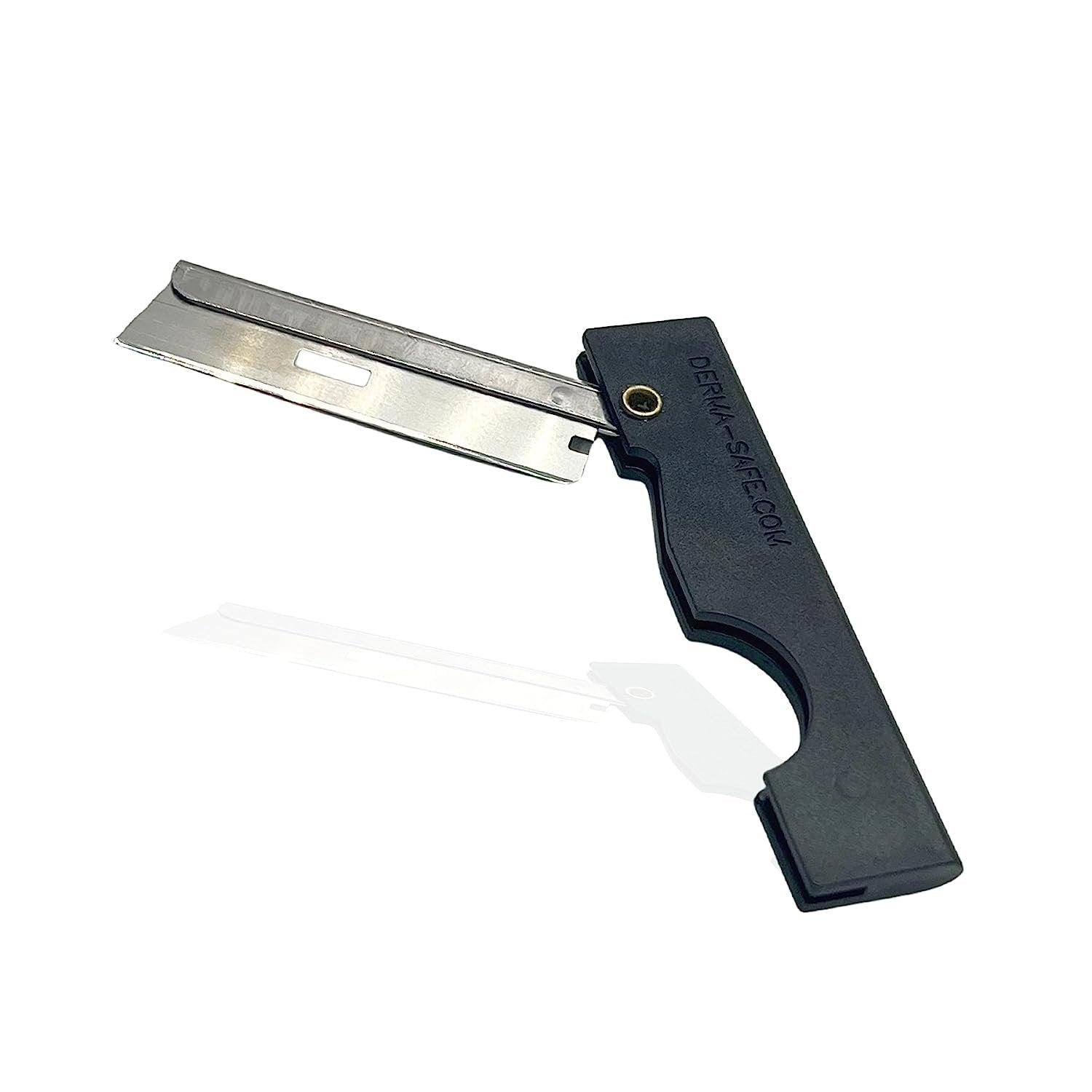 Derma-Safe Folding Utility Razor for Survival Utility and First Aid Kits - Mini Pocket Foldable Razor Blade, Folding Scalpel, (Black) 10-Pack