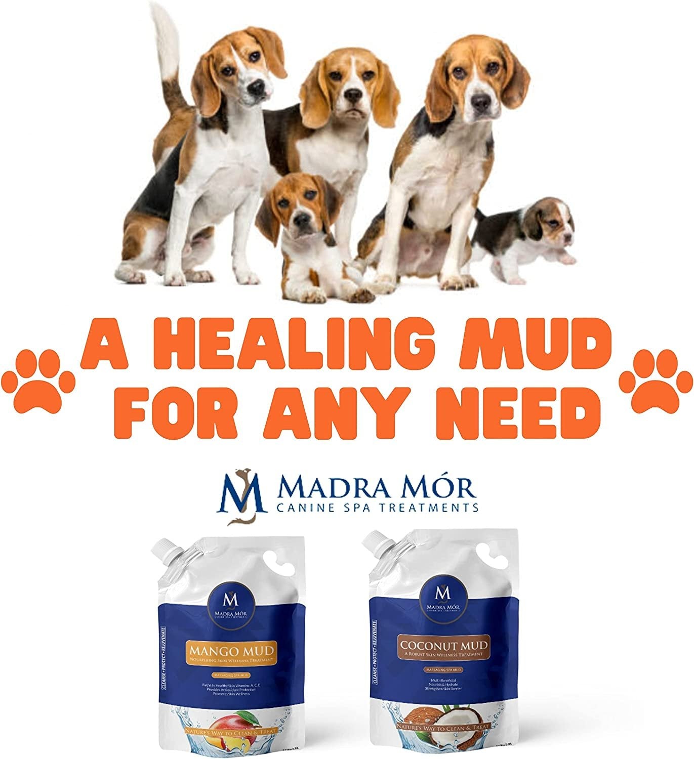 Madra Mor Massaging SPA Mud - Luxurious Dog Skin Wellness Treatment - Cleanse - Protect - Rejuvenate - Mango Mud - 1 Pack (7.27lb) - with Multi-Purpose Key Chain