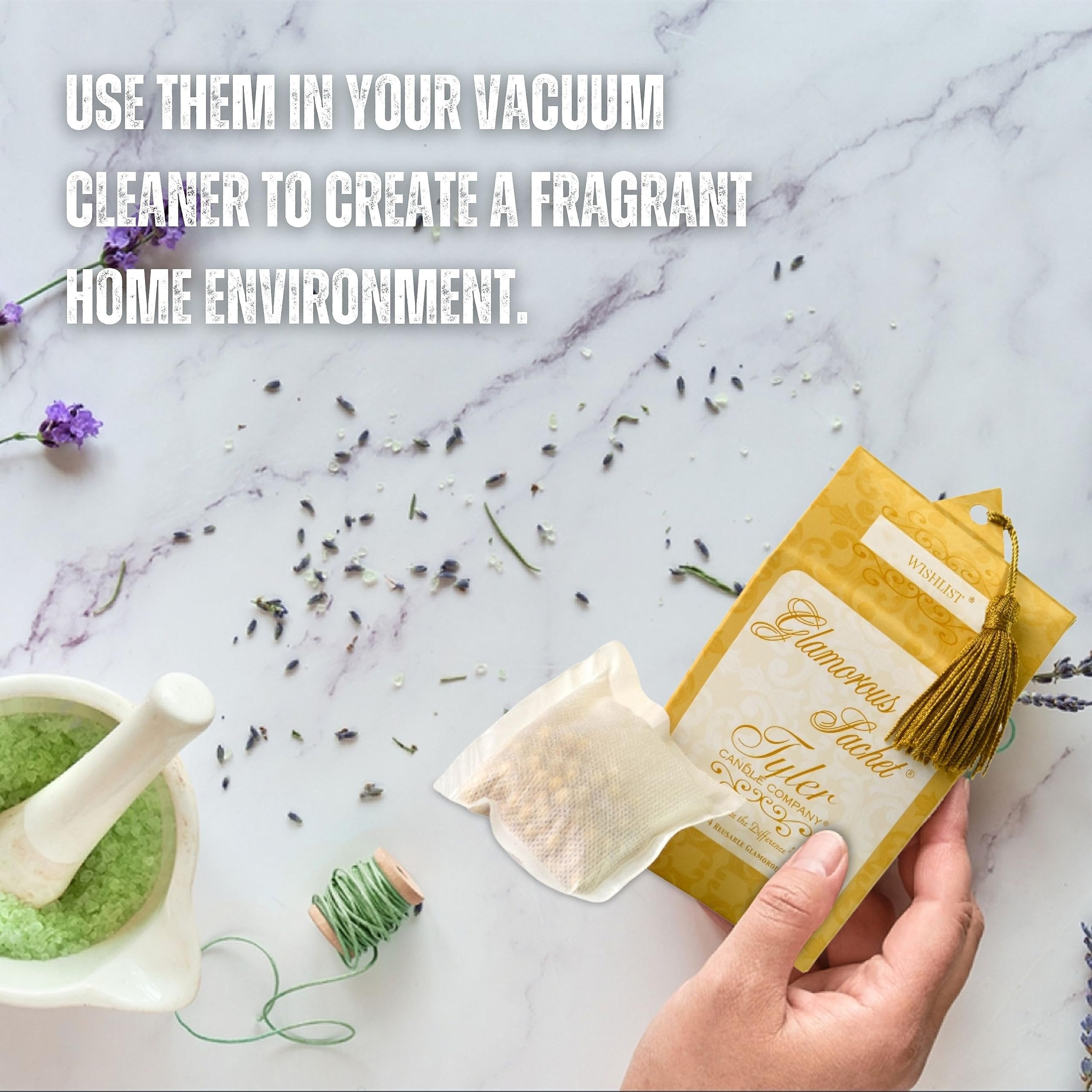 Tyler Candle Company Wishlist Dryer Sheet Sachets - Glamorous Reusable Dryer Sheets - Sachets for Drawers and Closet Refresher - 1 Pack, 4 Sachets and Multi-Purpose Key Chain