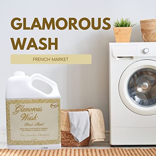 Tyler Candle Company Glamorous Wash French Market Scent Fine Laundry Liquid Detergent - Liquid Laundry Detergent for Clothing - Hand and Machine Washable - 3.78L (1Gal) Container with Bonus Key Chain