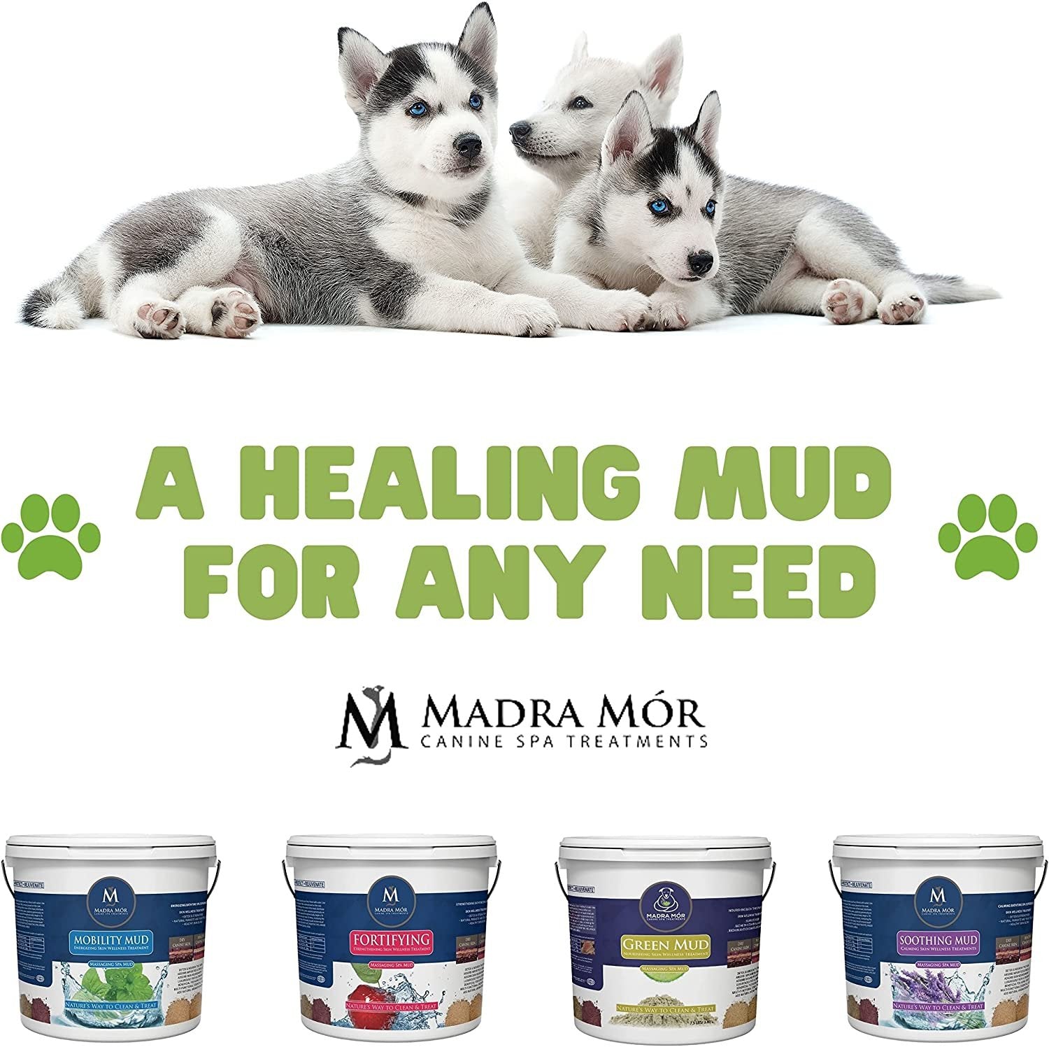 Madra Mor Massaging SPA Mud - Luxurious Dog Skin Wellness Treatment - Cleanse - Protect - Rejuvenate - Green Mud - 1 Pail (7.5lb) - with Multi-Purpose Key Chain