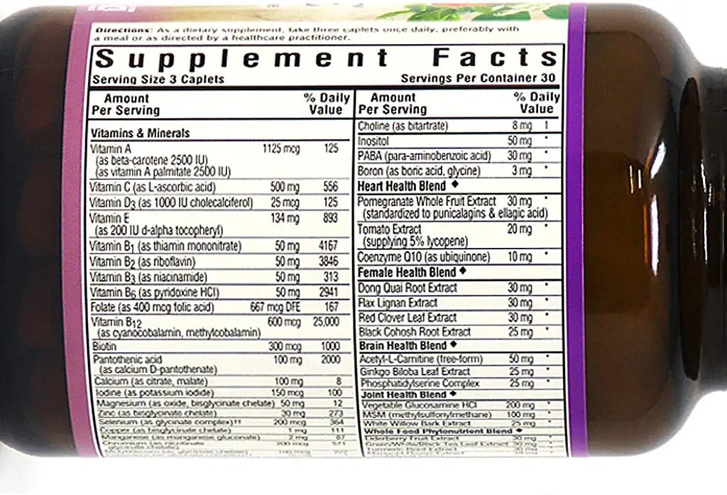 Bluebonnet Nutrition Age-Less Choice Whole Food-Based Multiple for Women 50+, Iron, Dairy & Gluten-Free, Kosher Certified, Vegetarian Friendly, Pink/Purple, 90 Count