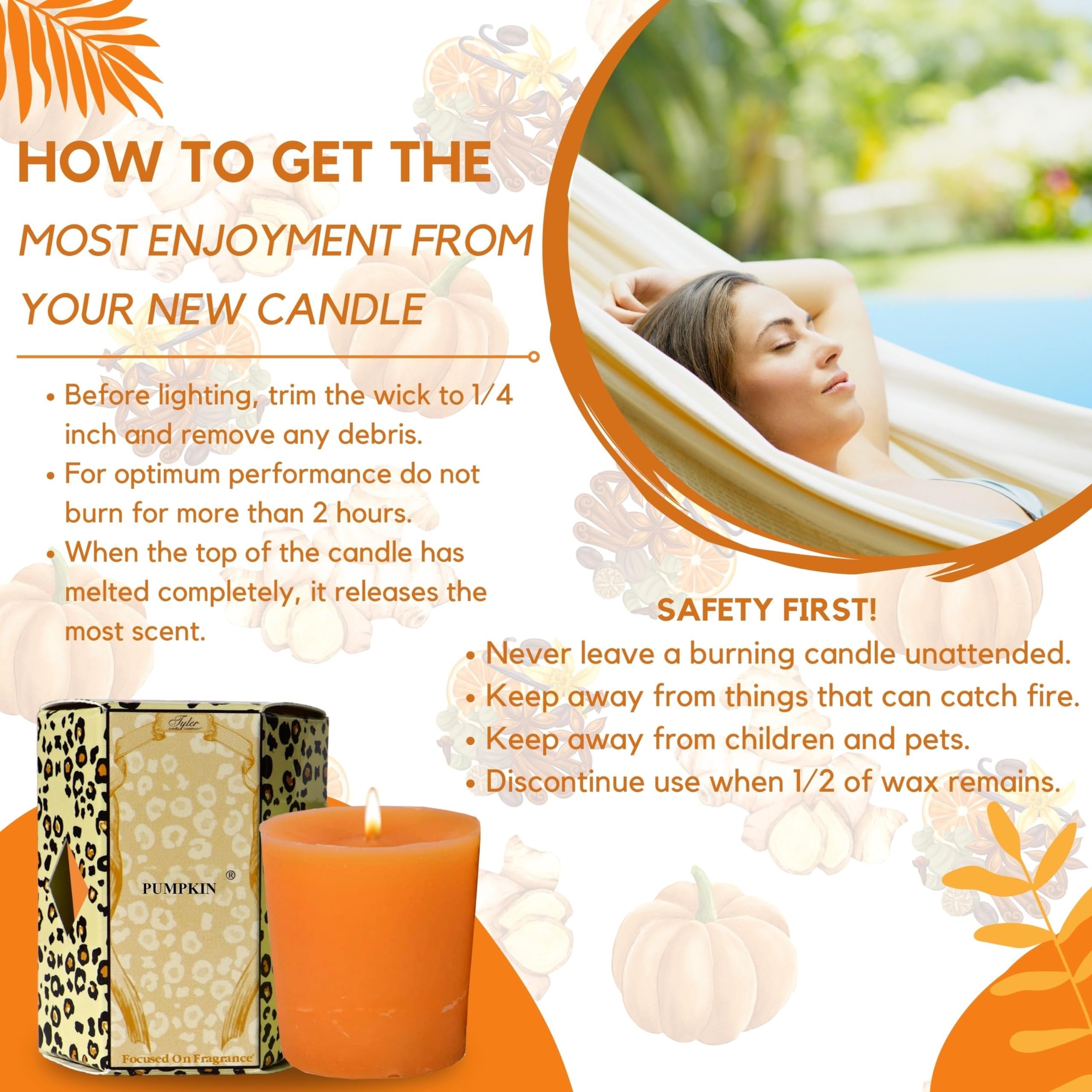 Tyler Candle Company - Tyler Home Fragrance Votive Pumpkin Spice Candle 2Lb Glass Jar 4Ct - Fall Candle Scents, Halloween Candles and Multi-Purpose Key Chain