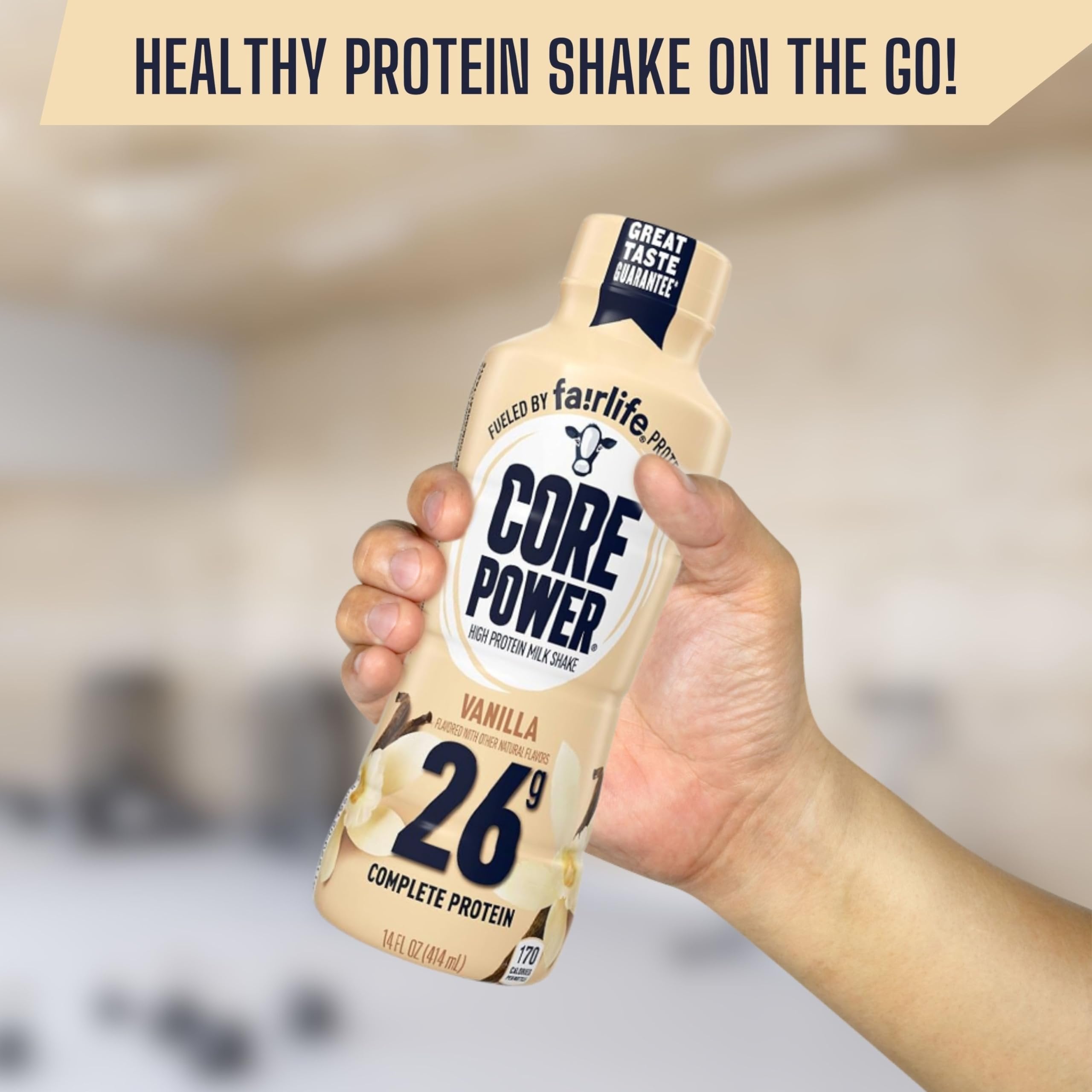 Fairlife Core Power 26g Complete Protein Vanilla Milk Shake Drink for Workout Recovery - Kosher - 14 oz (12 Pack) with Keychain