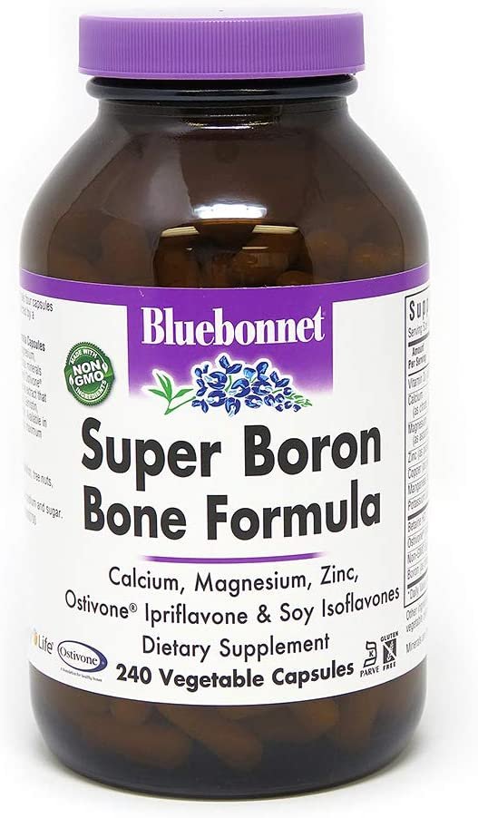 BlueBonnet Super Boron Bone Formula Vegetarian Capsules, 240 Count, White