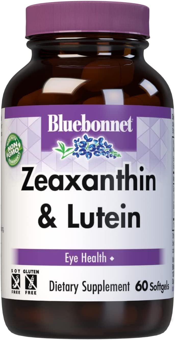 Bluebonnet Nutrition Zeaxanthin Plus Lutein Softgel, Lutein & Zeaxanthin, Eye Health & Blue Light Exposure, Lutein from Marigold, Zeaxanthin from Paprika, Gluten Free, Soy Free, Milk Free, 60 Softgels