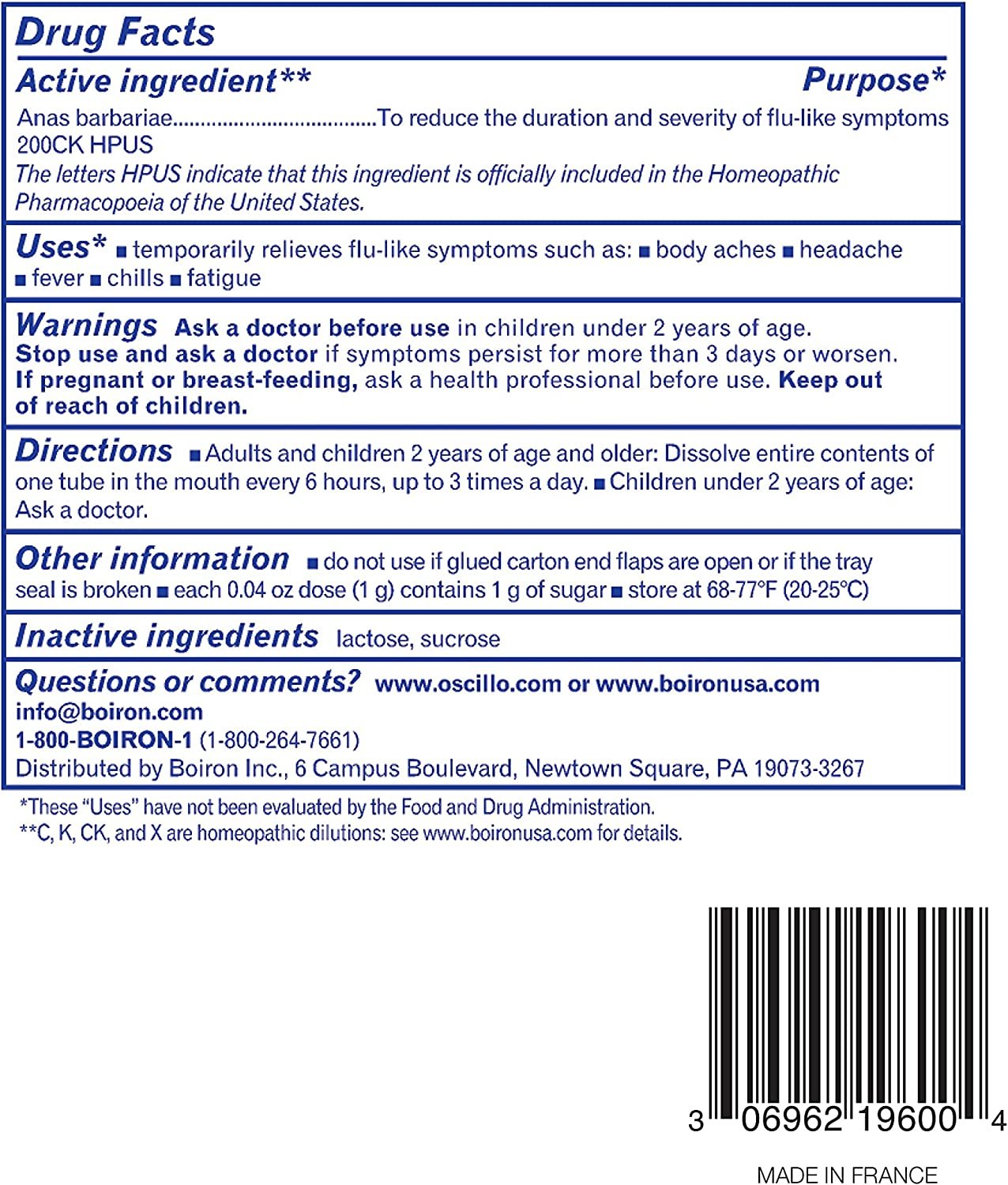 Boiron Oscillococcinum 0.04 Ounce 6 Doses Homeopathic Medicine for Flu-Like Symptoms