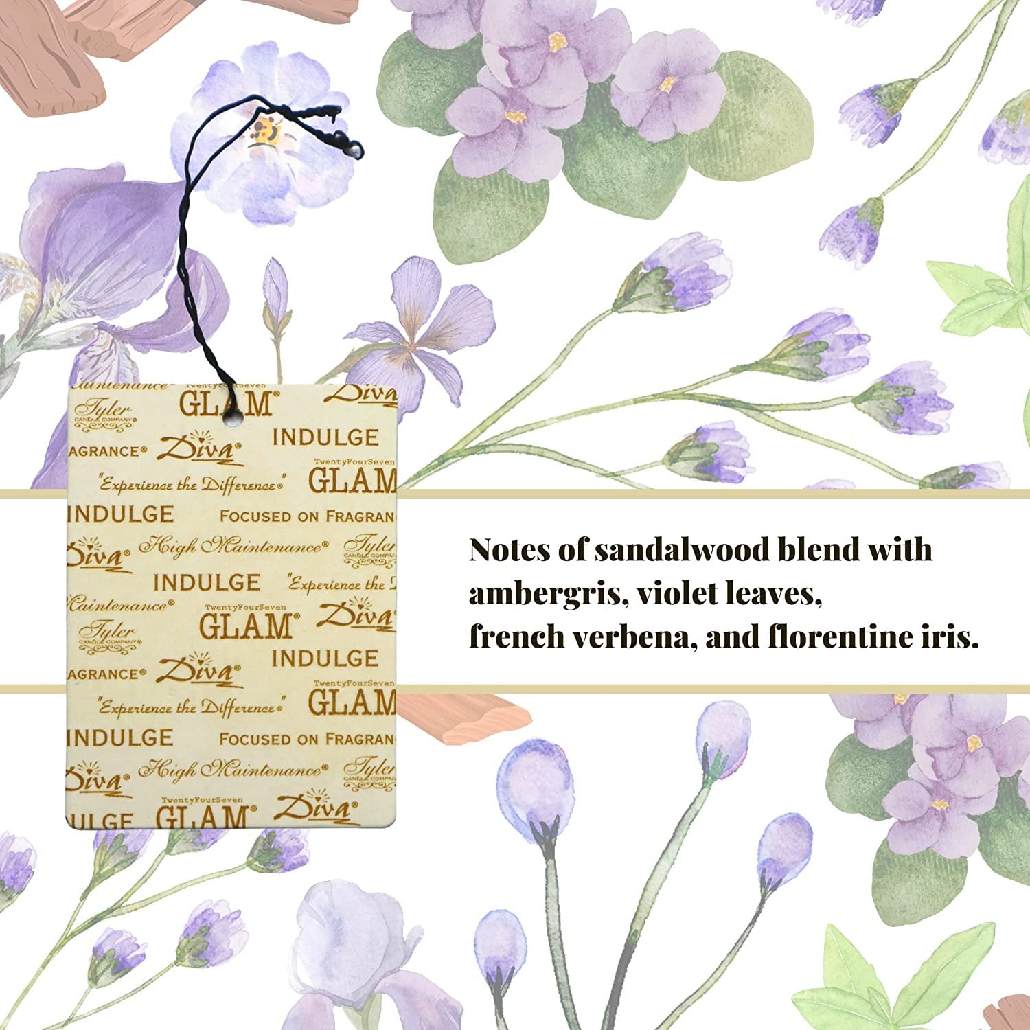 Tyler Candle Company AutoGlam Icon Scented Car Air Fresheners - Luxurious Sandalwood Scented Hanging Air Freshener for Fresh Car Scent and Car Decor - Pack of 6