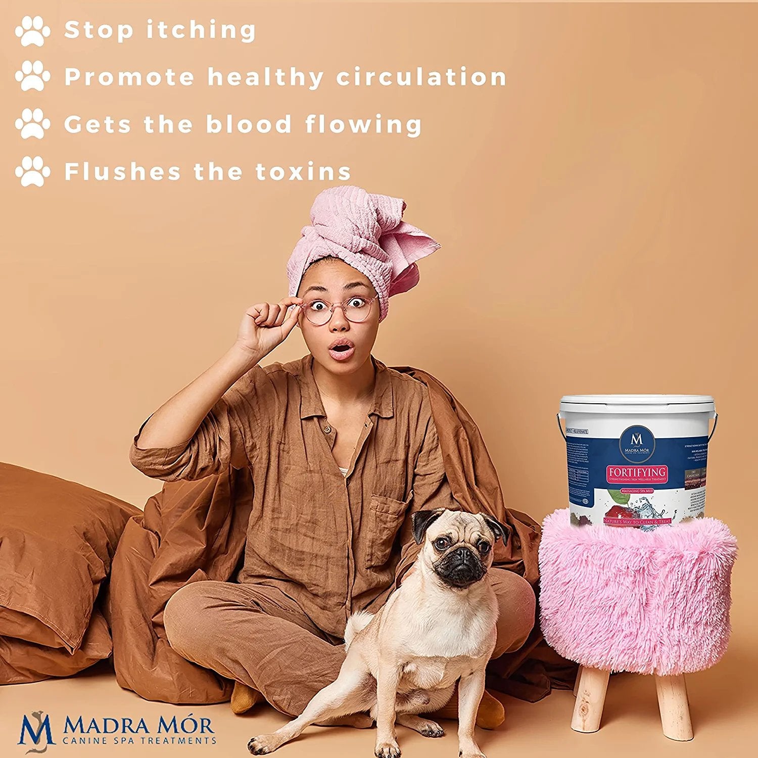 Madra Mor Massaging SPA Mud - Luxurious Dog Skin Wellness Treatment - Cleanse - Protect - Rejuvenate - Fortifying  - 1 Pail (7.5lb) - with Multi-Purpose Key Chain