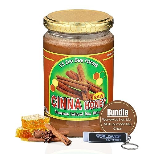 Y.S. Eco Bee Farms Raw Cinnamon Infused Honey - A Wholesome Blend of Unprocessed Sweetness and Natural Cinnamon Warmth, Sourced from YS Eco Bee Farms, in a Convenient 13 oz Jar