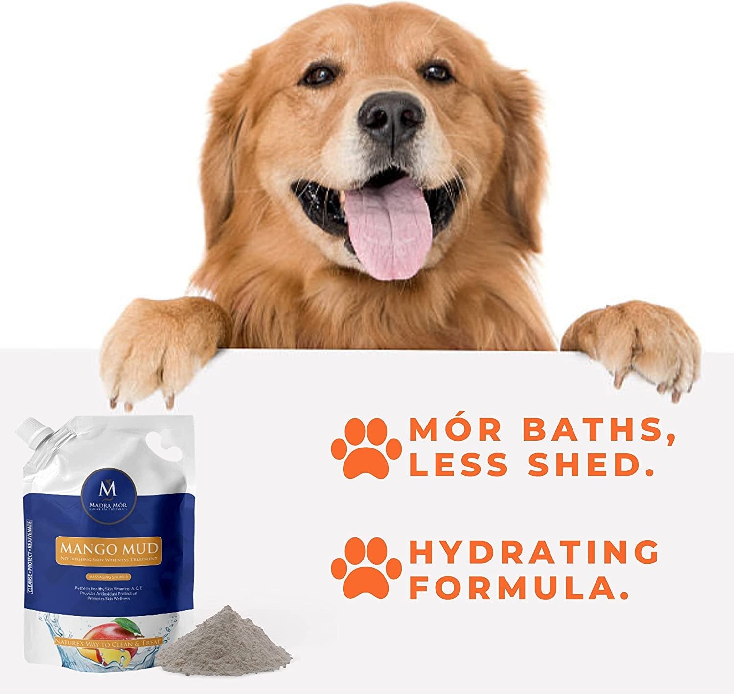Madra Mor Massaging SPA Mud - Luxurious Dog Skin Wellness Treatment - Cleanse - Protect - Rejuvenate - Mango Mud - 1 Pack (7.27lb) - with Multi-Purpose Key Chain