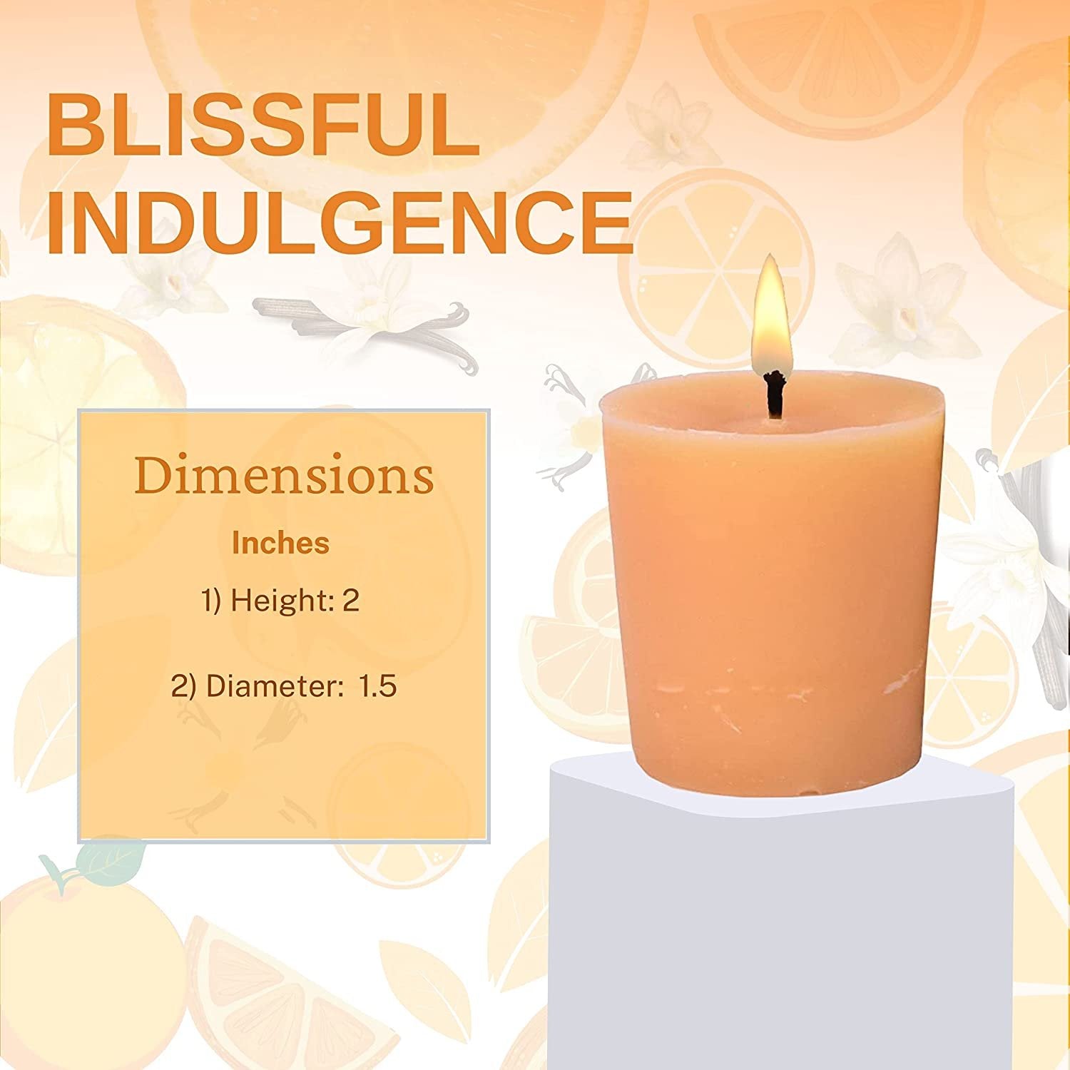 Tyler Candle Company Orange Vanilla Votive Candles - Luxury Scented Candle with Essential Oils - 16 Pack of 2 oz Small Candles with 15 Hour Burn Time Each - with Bonus Key Chain