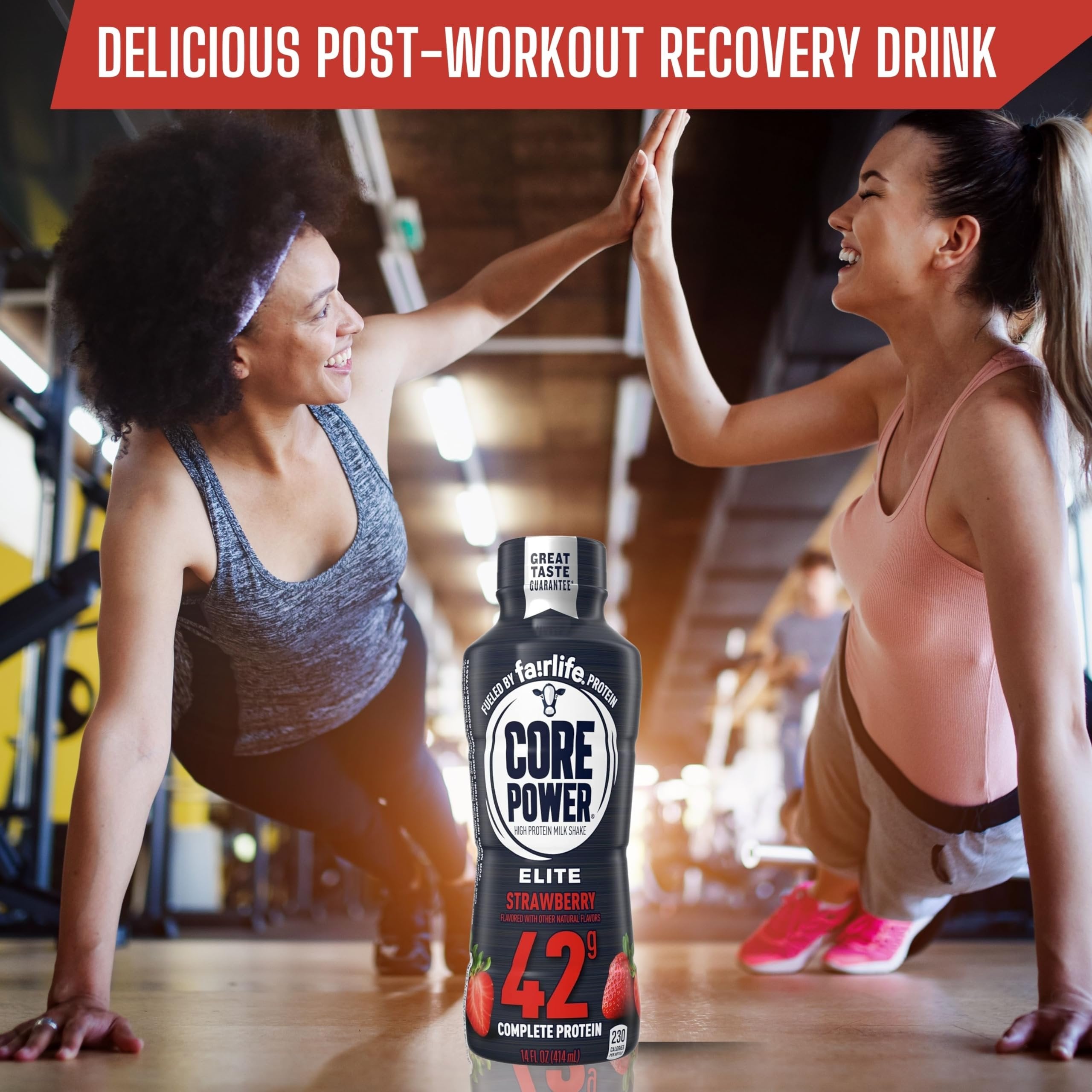 Fairlife Core Power 42g Complete Protein Elite Strawberry Milk Shake for Workout Recovery - Kosher - 14 oz (12 Pack) with Keychain