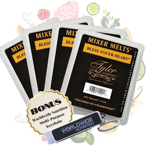 Tyler Candle Company Wax Melts - Soy Wax Scented Mixer Melts with Essential Oils for Wax Warmer w/ Worldwide Nutrition Multi Purpose Key Chain
