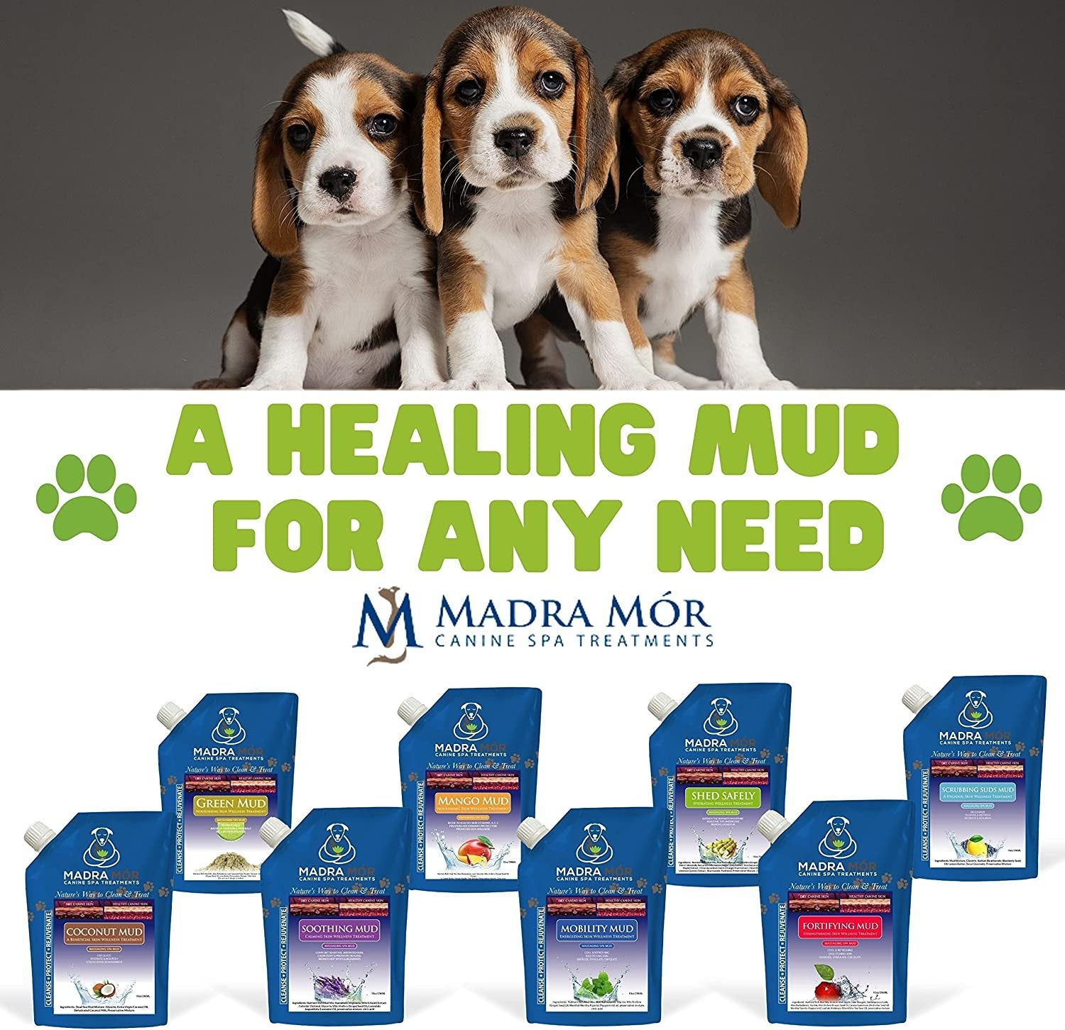Madra Mor Massaging SPA Mud - Luxurious Dog Skin Wellness Treatment - Cleanse - Protect - Rejuvenate - Shed Safely - 1 Pack (10oz) - with Multi-Purpose Key Chain