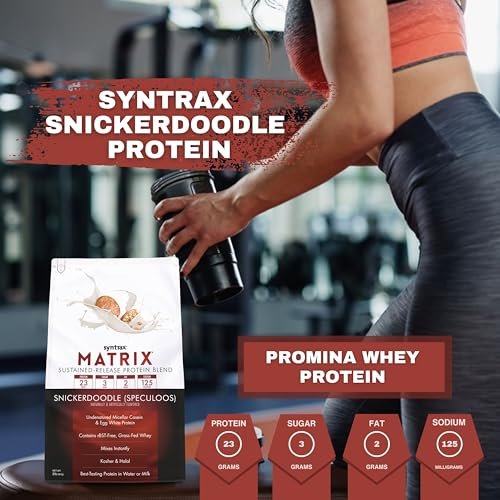 Syntrax Matrix Protein Powder Sustained-Release Casein Protein and Whey Protein Powder - Instant Mix Snickerdoodle Protein Powder Flavor, 2lbs - Pack of 1 with Keychain