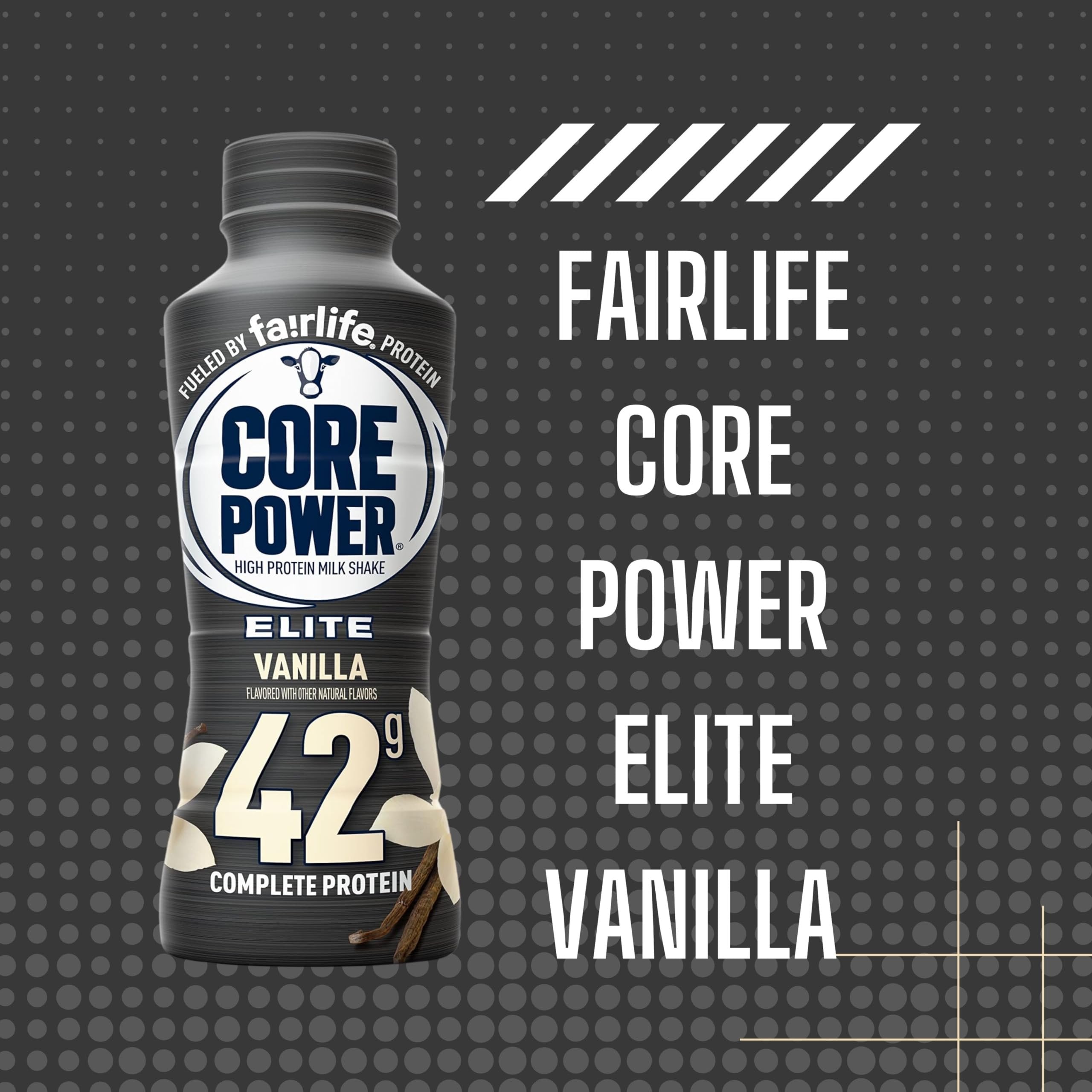 Fairlife Core Power 42g Complete Protein Elite Vanilla Milk Shake Drink for Workout Recovery - Kosher - 14 oz (12 Pack) with Keychain