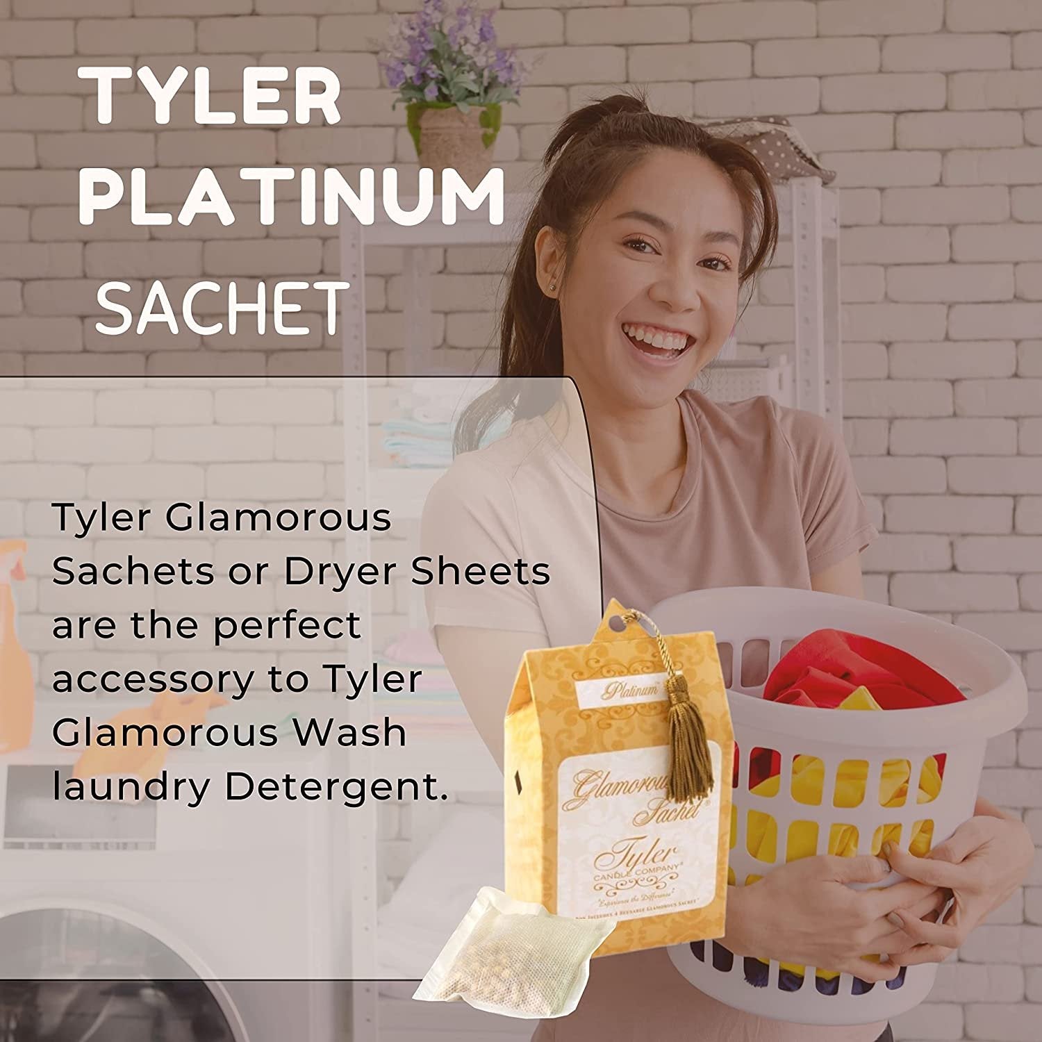 Tyler Candle Company Platinum Dryer Sheet Sachets - Glamorous Reusable Dryer Sheets - Sachets for Drawers and Closets - 1 Pack, 4 Sachets, Dryer, Home, or Personal Sachet, with Bonus Key Chain