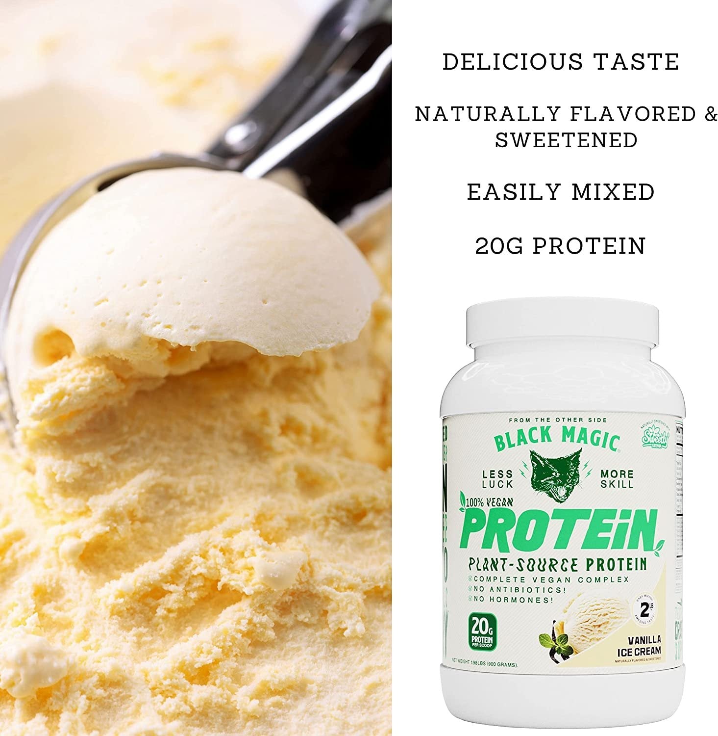 Black Magic Multi-Source Protein - Whey, Egg, and Casein Complex with Enzymes & MCT Powder - Pre Workout and Post Workout - Honey Grahms Protein Powder - 24g Protein - 2 LB with Bonus Key Chain