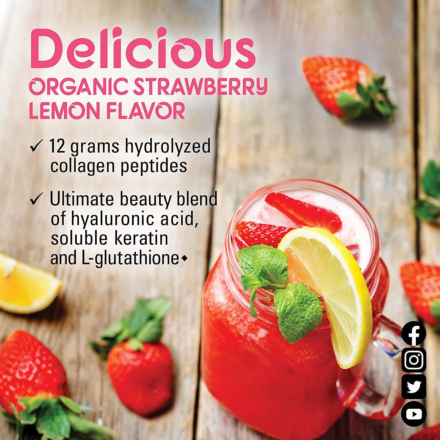 Bluebonnet Nutrition Collagen Refreshers Beauty Powder, Keto and Paleo, Beauty Lift*, Soy-Free, Gluten-Free, Non-GMO, Grass-fed Cows, Pasture Raised, 11.29 oz, 20 Servings, Strawberry Lemon Flavor