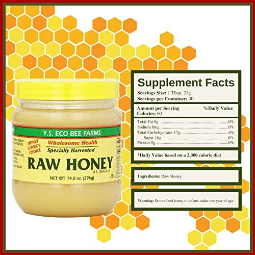Y.S. Eco Bee Farms, Y.S. Organic Bee Farms, Wholesome Natural Raw Honey, Unpasteurized, Unfiltered, Fresh Raw State, Kosher, Pure, Natural, Healthy, Safe, Gluten Free, Specially Harvested, 14oz