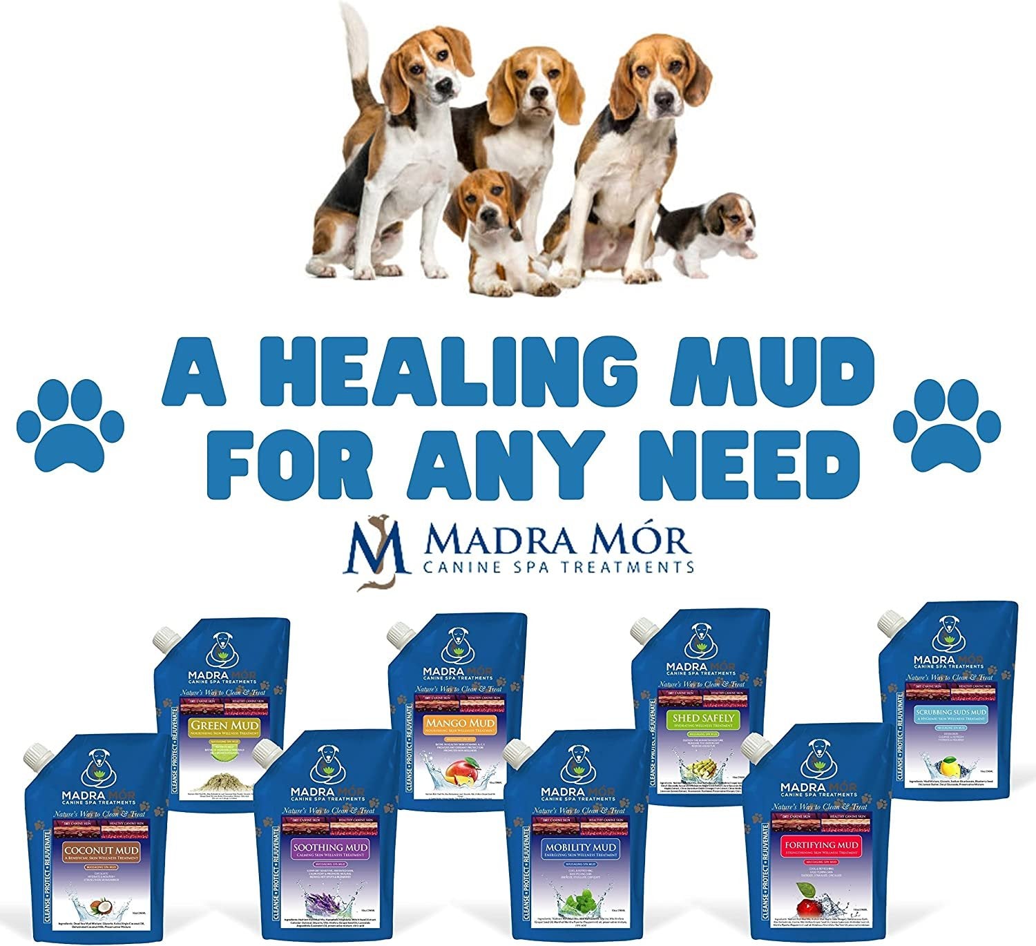 Madra Mor Massaging SPA Mud - Luxurious Dog Skin Wellness Treatment - Cleanse - Protect - Rejuvenate - Scrubbing Suds Mud- 1 Pack (10oz) - with Multi-Purpose Key Chain