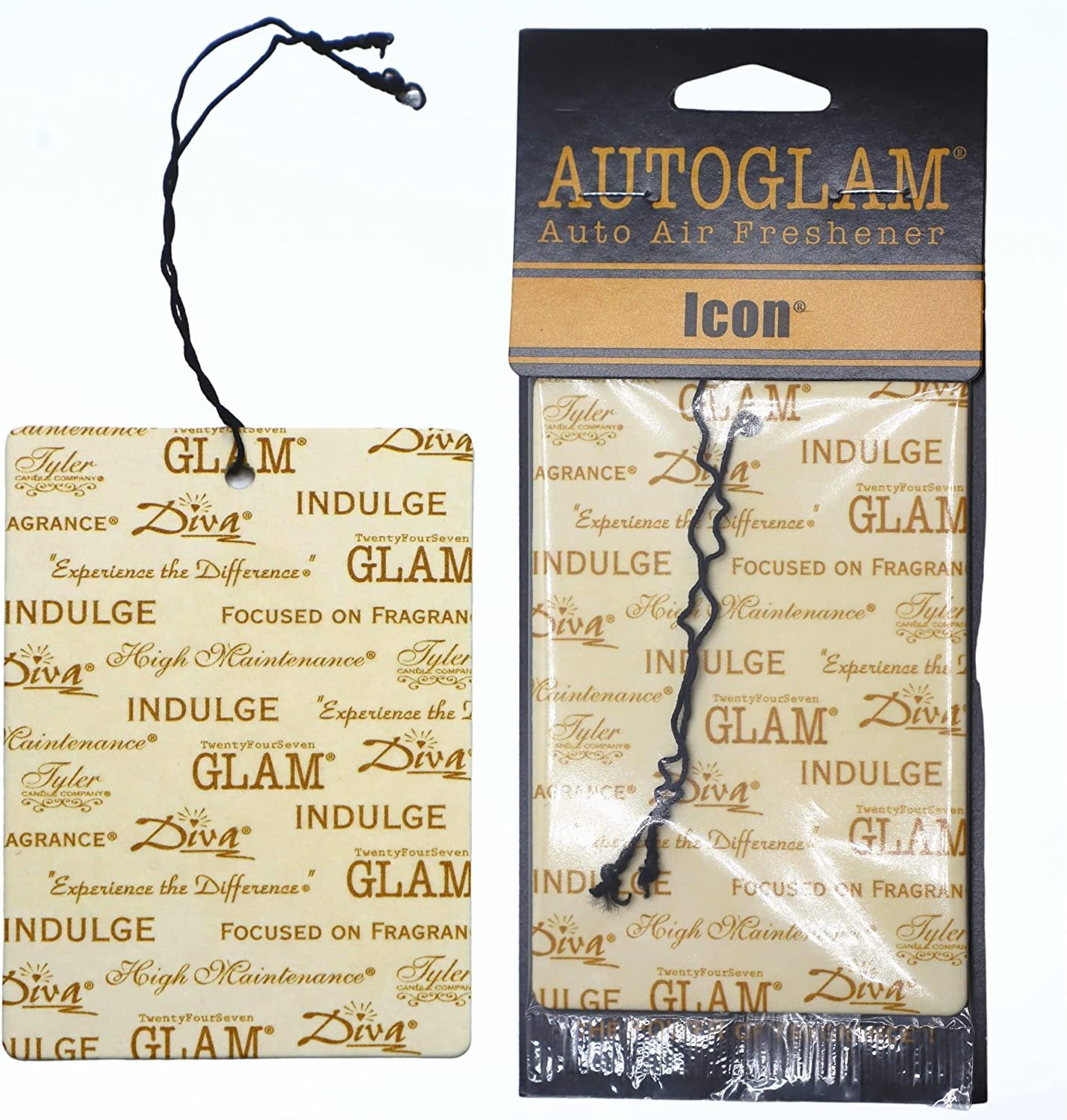 Tyler Candle Company AutoGlam Icon Scented Car Air Fresheners - Luxurious Sandalwood Scented Hanging Air Freshener for Fresh Car Scent and Car Decor - Pack of 6