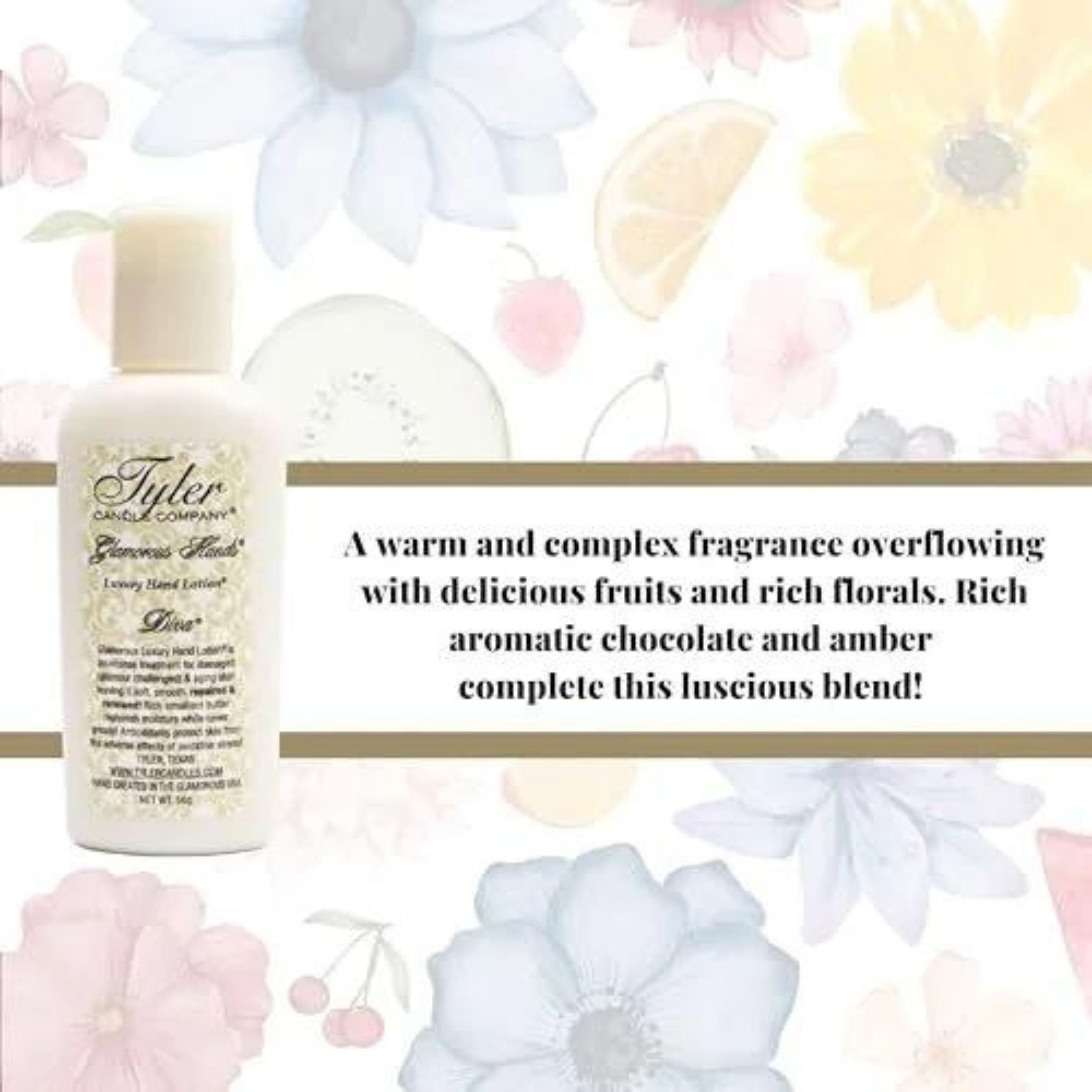 Tyler Diva Hand Lotion - Scented and Small Hand Lotion For Dry Hands with Moisture-Boosting Skin - 2 Oz Travel Size Luxury Hand Lotion and Multi-Purpose Key Chain