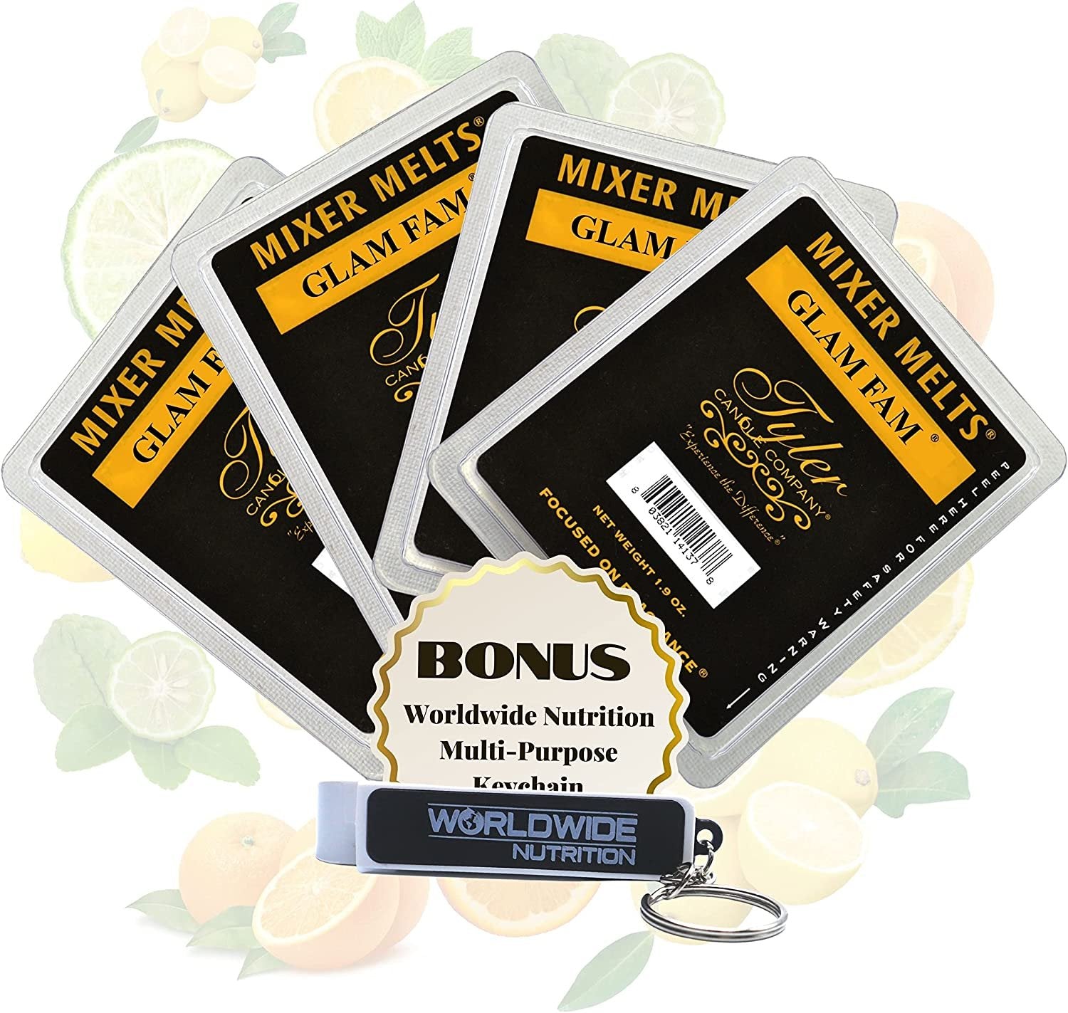 Tyler Candle Company Glam Fam Scent Wax Melts - Soy Wax Scented Mixer Melts with Essential Oils for Wax Warmer - Pack of 4, 6 Bars per Melt Multi Purpose Key Chain