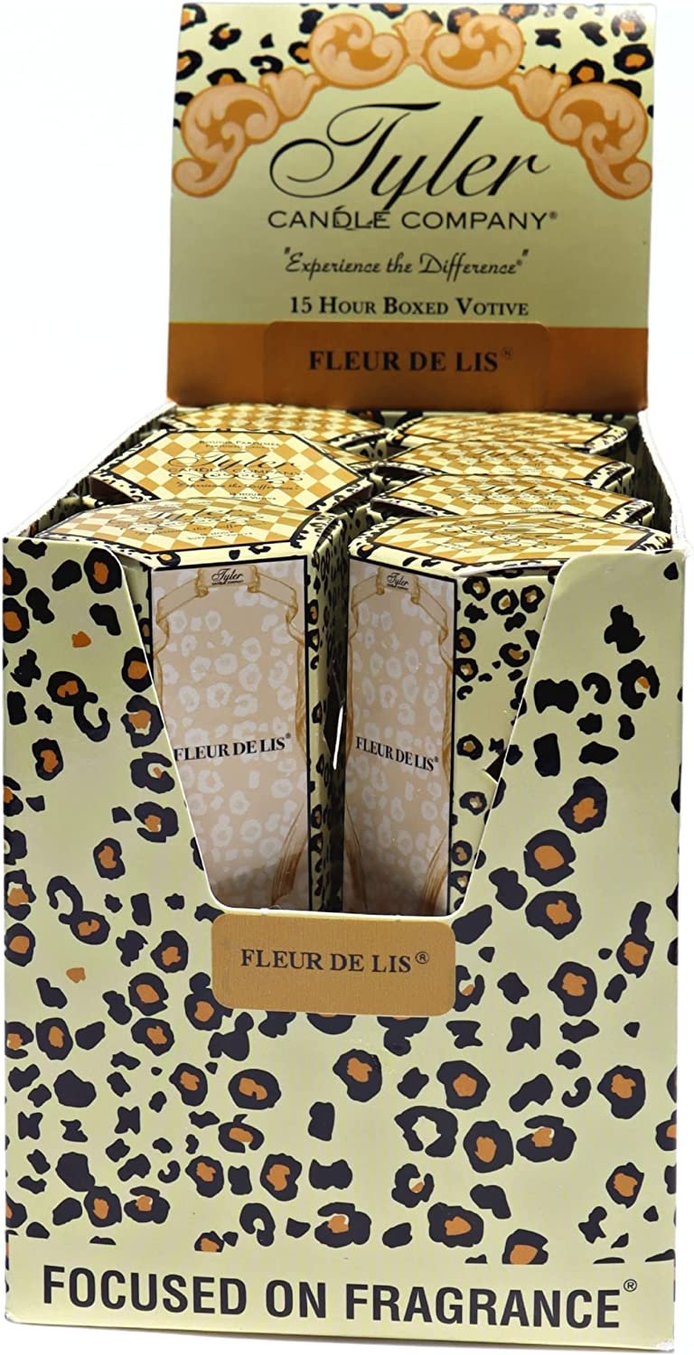 Tyler Candle Company, Fleur De Lis Superior Votive Candles, Ultimate Aromatherapy Experience, Luxury Scented Candle with Essential Oils, Case of 16 Tyler Small Candles, 2 oz and 15 Hr Burn Time Each