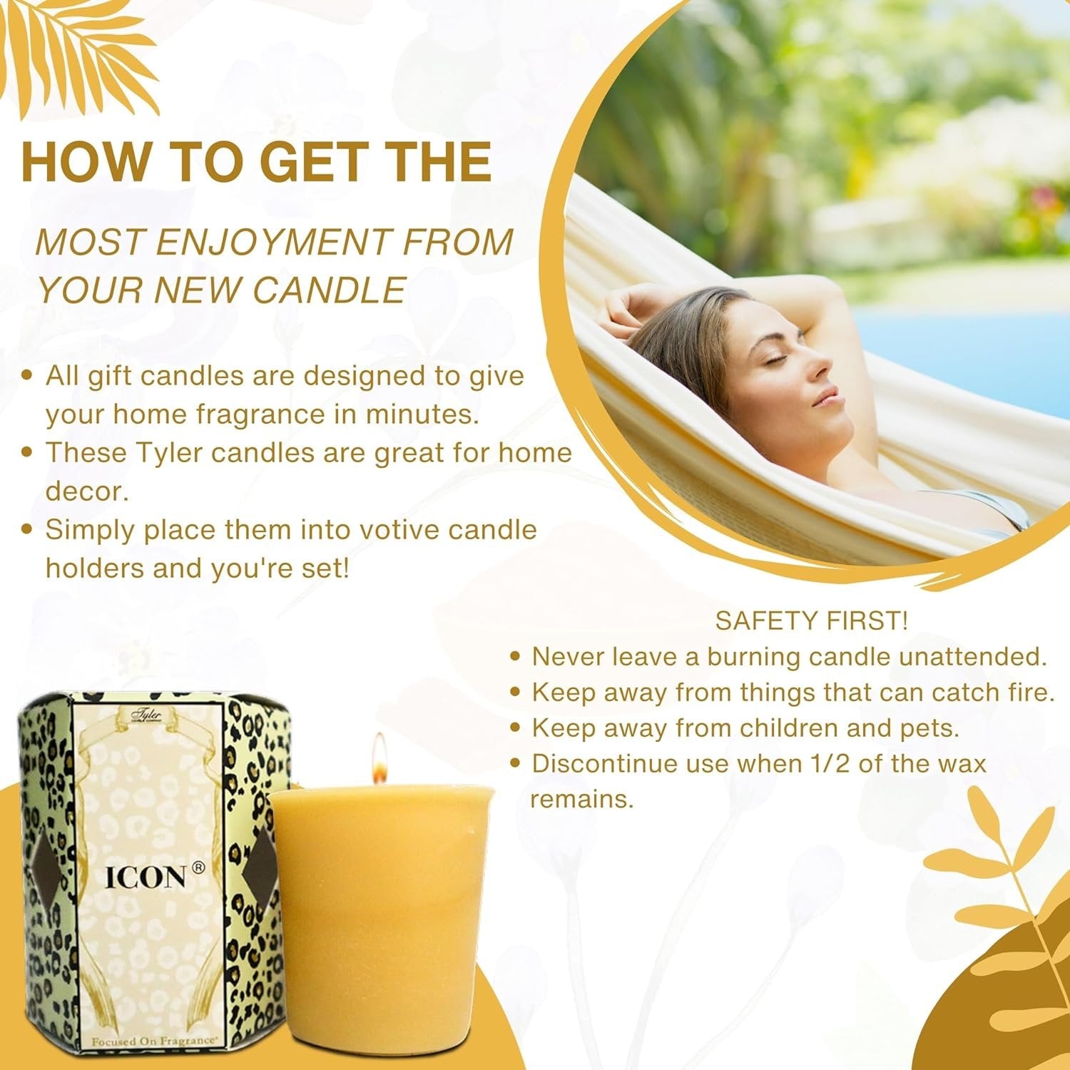 Tyler Candle Company Icon Votive Wax Scented Candles - 16 Counts of 2 oz - Burn Time up to 15hrs