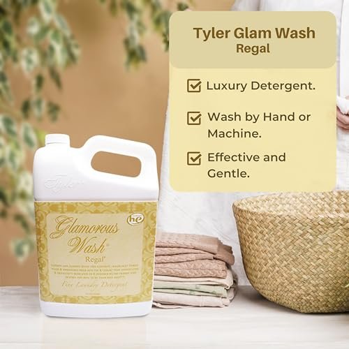 Tyler Candle Company Glamorous Wash Regal Scent Fine Laundry Liquid Detergent - Hand and Machine-Washable - 3.78L (1Gallon) - Pack of 1 with Multi-Purpose Keychain