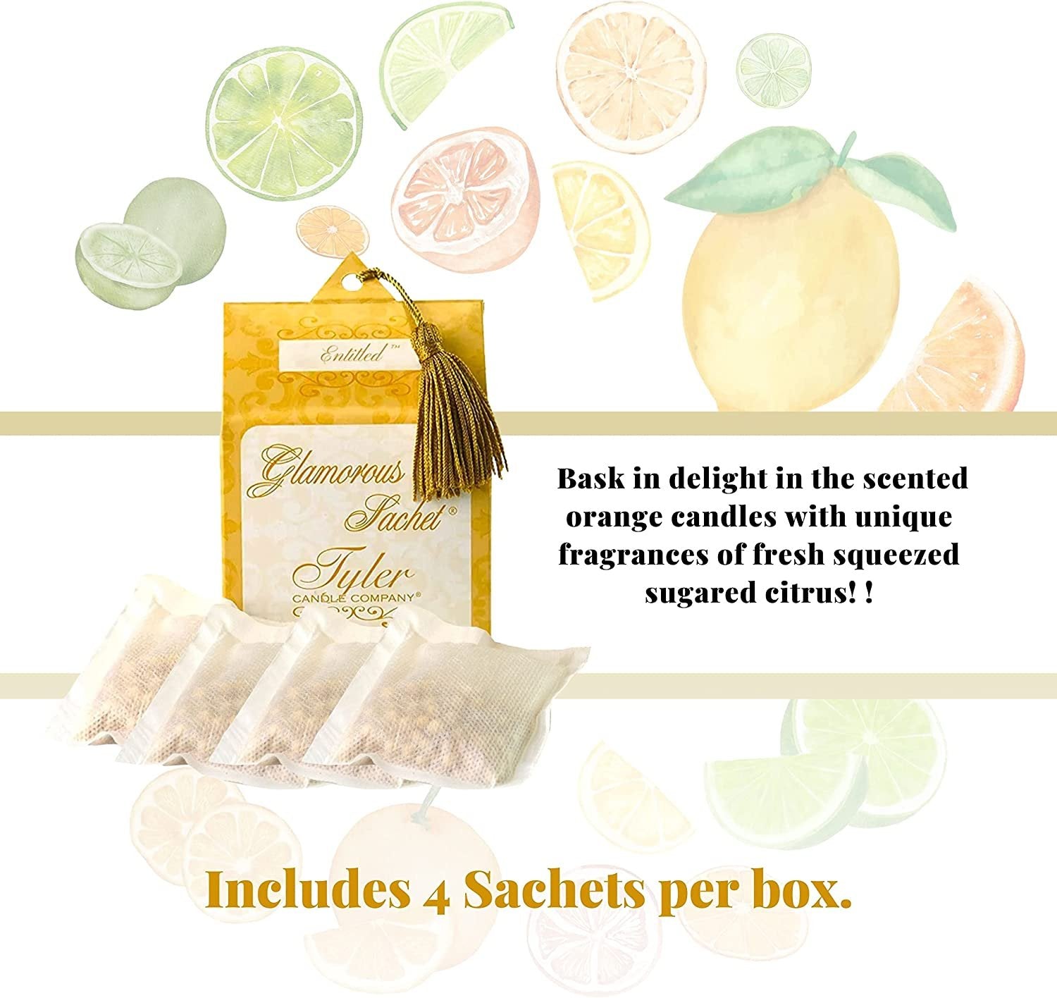 Tyler Candle Company Entitled Dryer Sheet Sachets - Glamorous Reusable Dryer Sheets - Sachets for Drawers and Closets - 2 Pack of 4 Sachets, Dryer, Home, or Personal Sachet, with Bonus Key Chain