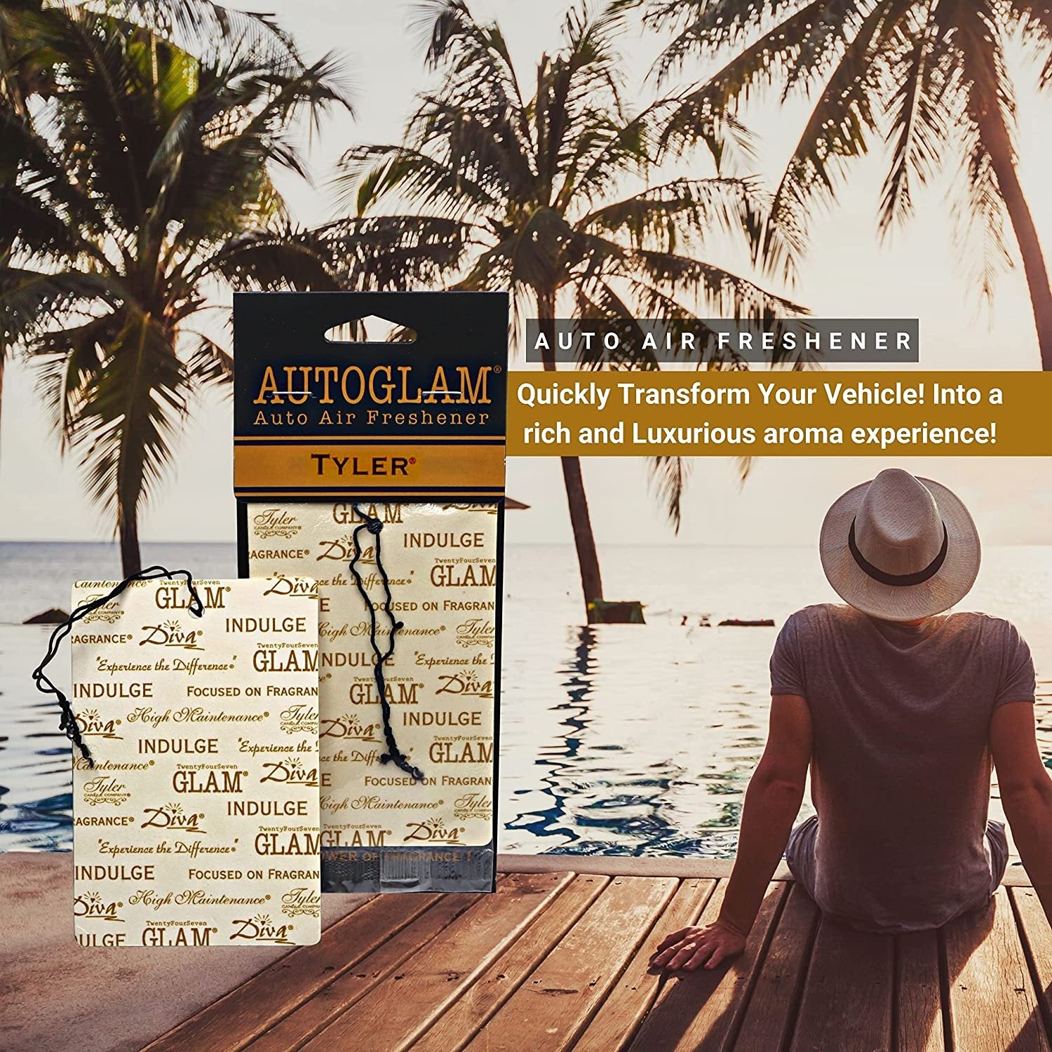 Tyler Candle Company AutoGlam Car Air Fresheners - Tyler Scent Car Fresheners | Car Odor Eliminator Air Refresher | Car Accessories - Pack of 6 w Worldwide Nutrition Multi Purpose Key Chain