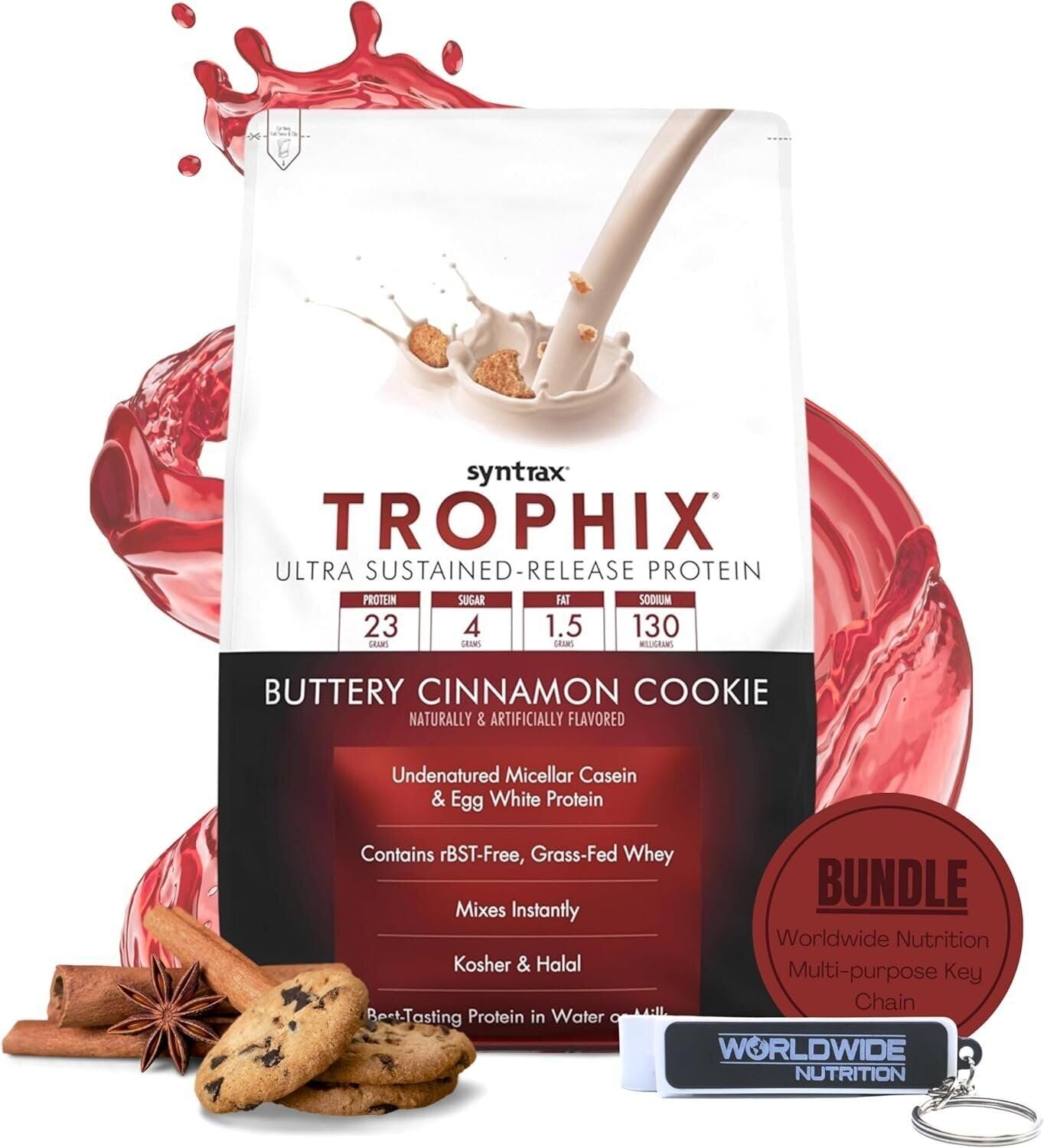 Syntrax Trophix Ultra Sustained - Release Flavored Undernatured Casein Protein Powder - Instant Mix Whey Protein - Pack of 1