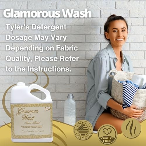 Tyler Candle Company Glamorous Wash French Market Fine Laundry Liquid Detergent - Hand and Machine-Washable - 3.78L (1Gal) - Pack of 1 with Multi-Purpose Key Chain