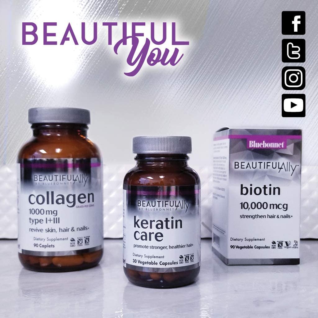 Bluebonnet Nutrition Beautiful Ally Keratin Care, Beauty Nutrient, Best for Hair, Strengthen and Revitalize Hair*, Non GMO, Gluten Free, Soy Free, Milk Free, 30 Vegetable Capsules, 30 Servings