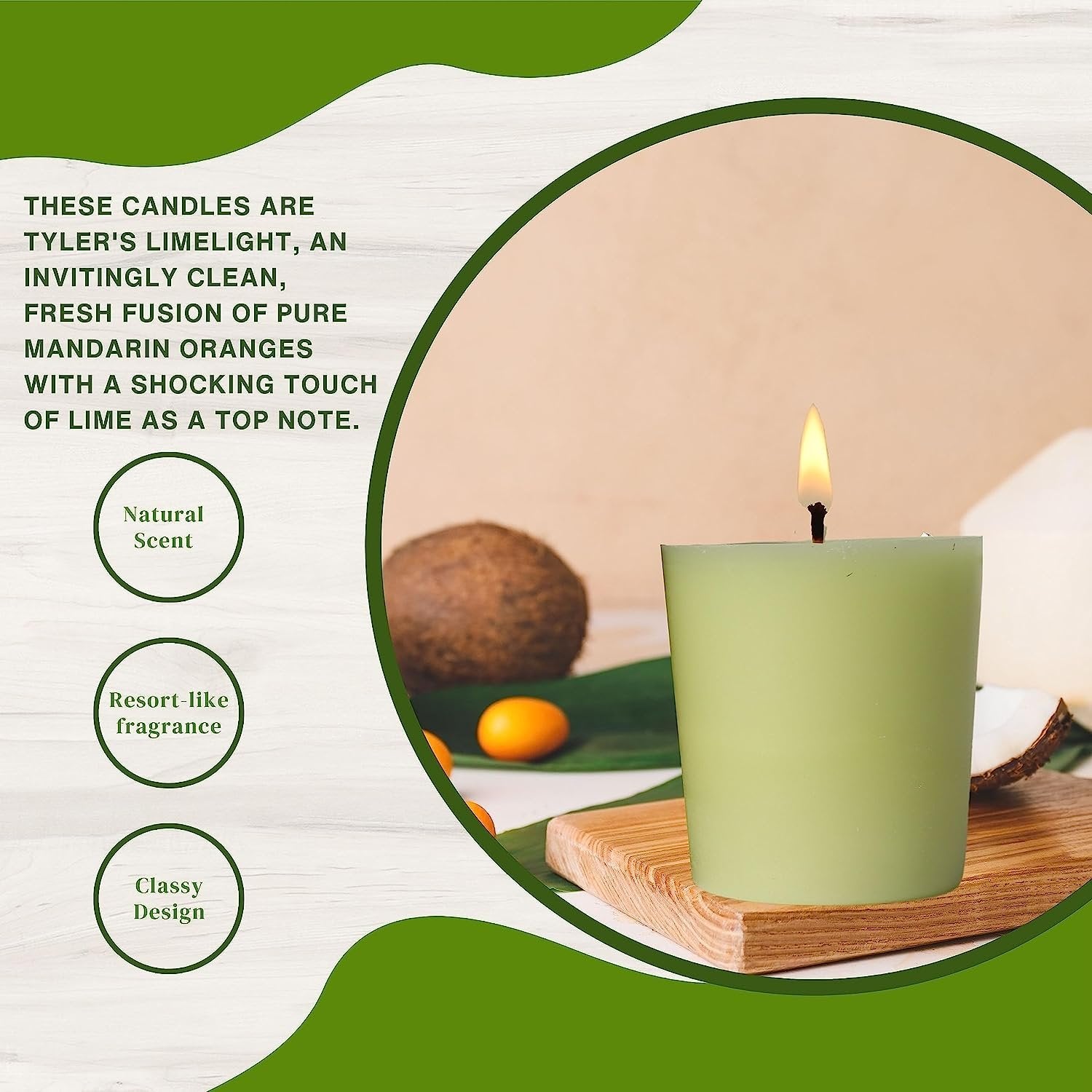 Tyler Candle Company Limelight Votive Candles - Luxury Scented Candle with Essential Oils - 4 Pack of 2 oz Small Candles with 15 Hour Burn Time Each - with Bonus Key Chain