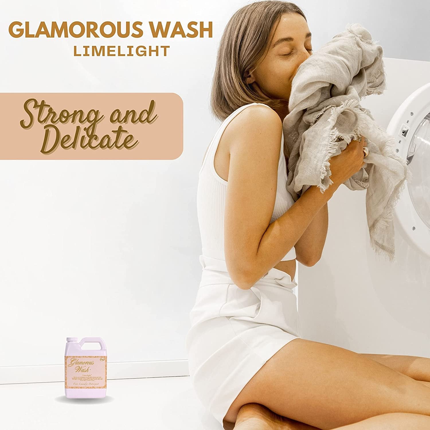Tyler Candle Company Glamorous Wash Limelight Scent Fine Laundry Liquid Detergent - Liquid Laundry Detergent for Clothing - Hand and Machine Washable - 32 oz, 907-gram Container with Bonus Key Chain