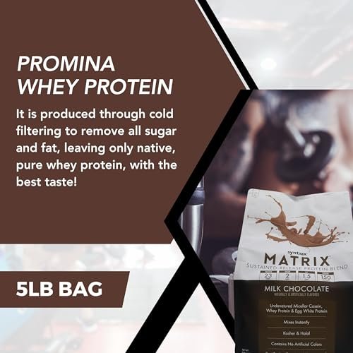 Syntrax Matrix Milk Chocolate Whey Casein Blend Protein Powder - Instant Mix High Protein Powder 5lb - Kosher and Halal - Pack of 1 with Keychain