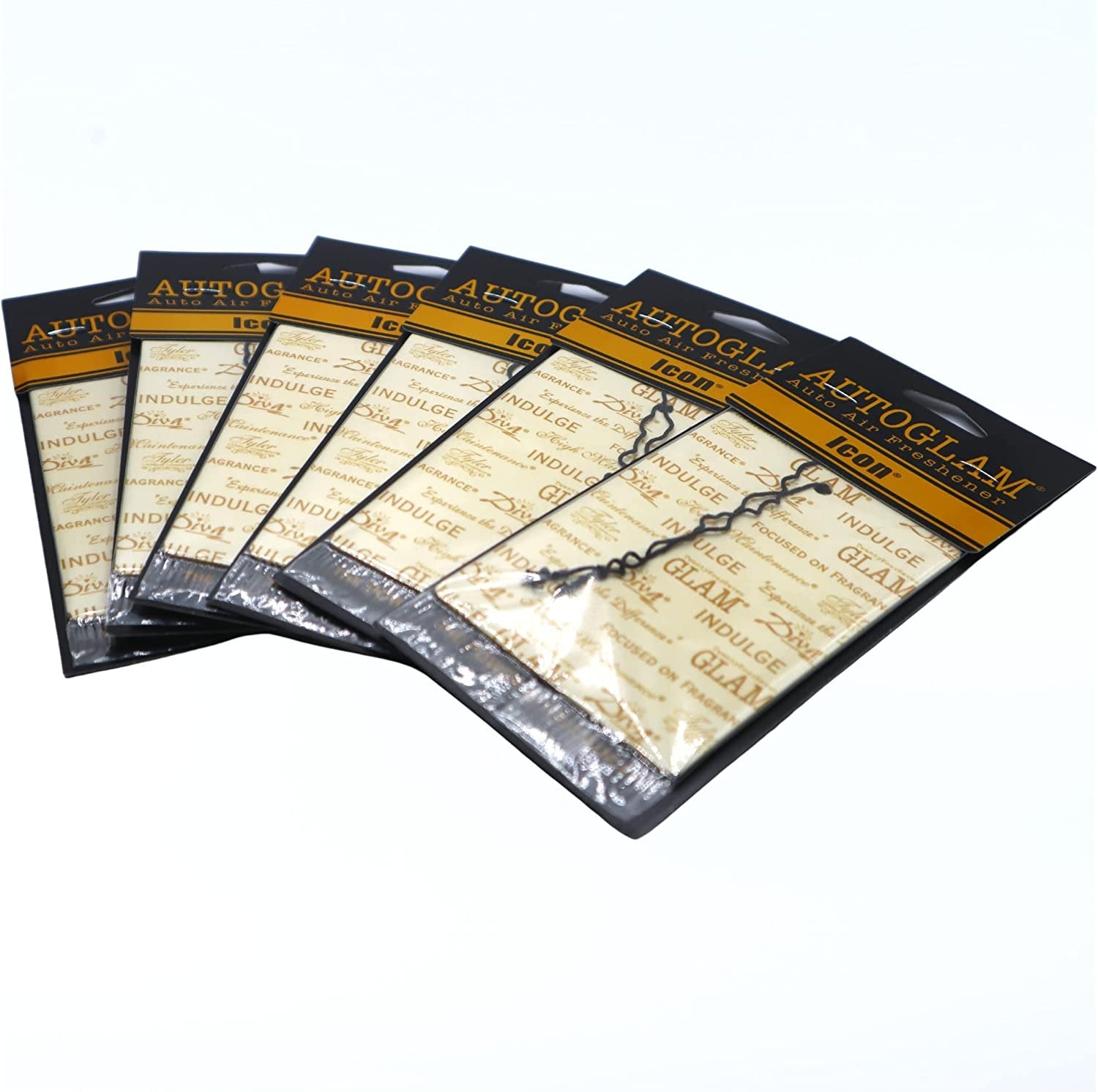 Tyler Candle Company AutoGlam Icon Scented Car Air Fresheners - Luxurious Sandalwood Scented Hanging Air Freshener for Fresh Car Scent and Car Decor - Pack of 6