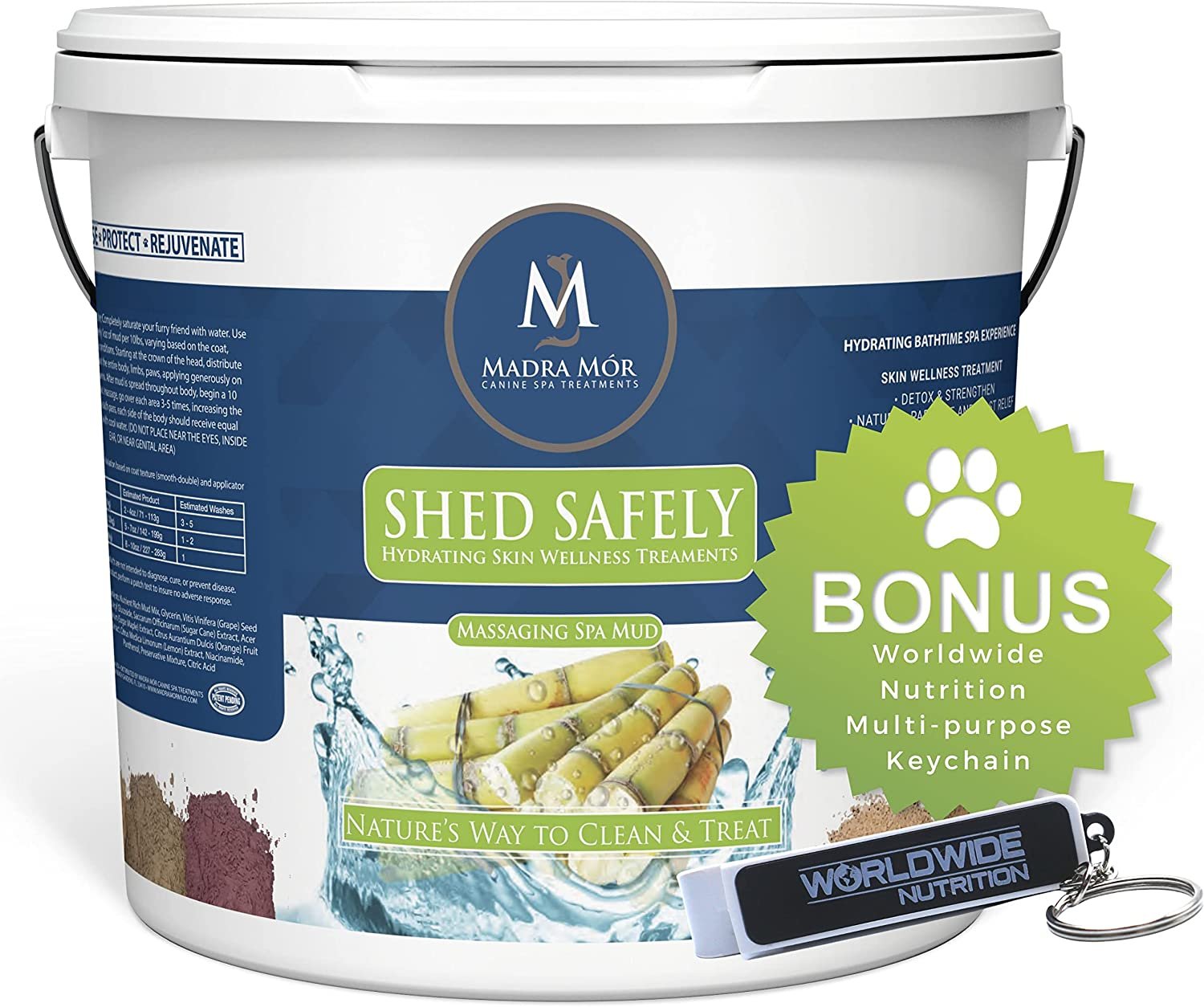Madra Mor Massaging SPA Mud - Luxurious Dog Skin Wellness Treatment - Cleanse - Protect - Rejuvenate - Shed Safely - 1 Pail (7.5lb) - with Multi-Purpose Key Chain