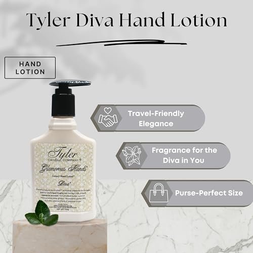 Tyler Diva Hand Lotion - Scented and Small Hand Lotion For Dry Hands with Moisture-Boosting Skin - 8 Oz Travel Size Luxury Hand Lotion with Multi-Purpose Key Chain