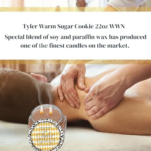 Tyler Candle Company White Warm Sugar Cookie Soy Wax Scented Candles in Glass Jar, 11 oz - Pack of 1 with Keychain