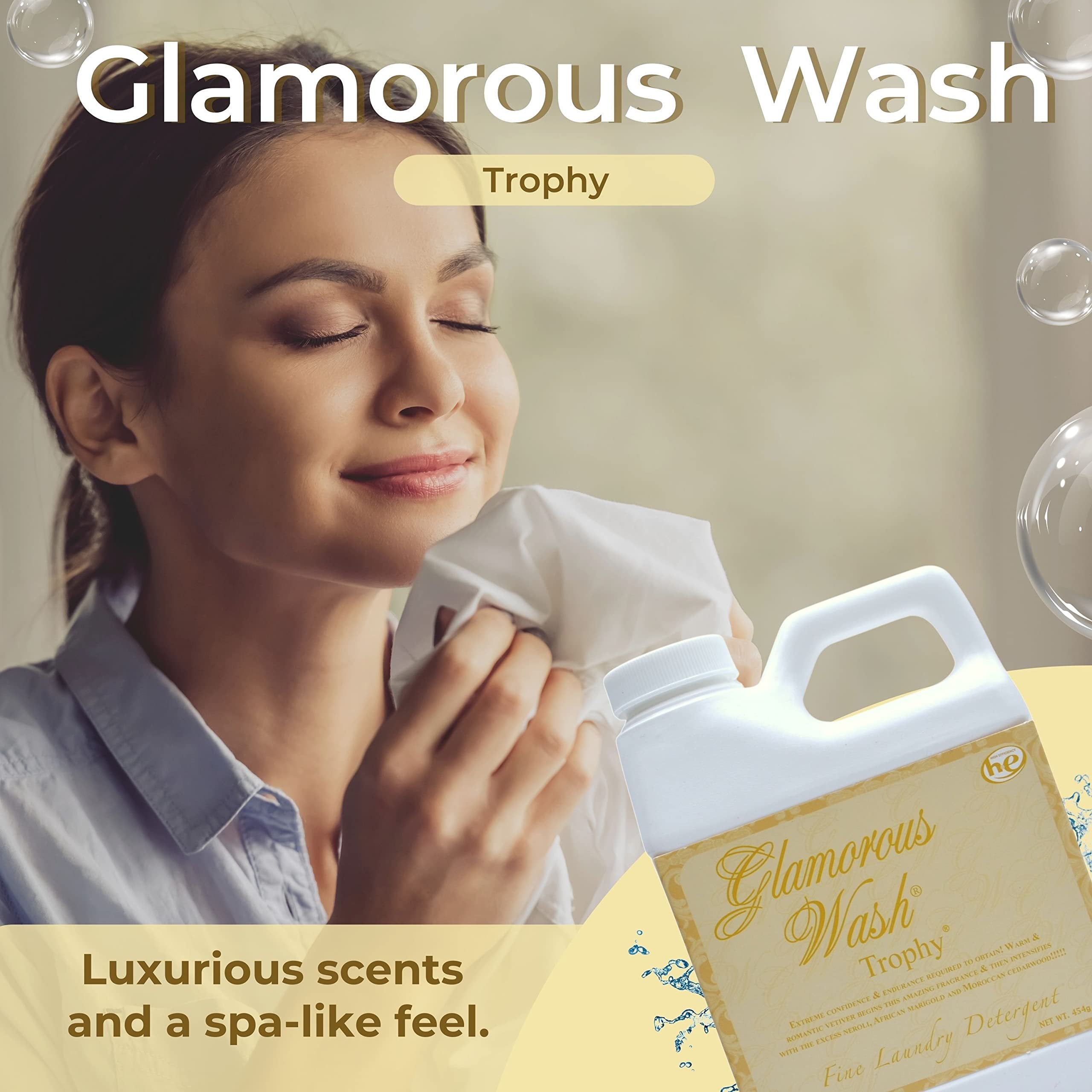 Tyler Candle Company Glamorous Wash Trophy Scent Fine Laundry Detergent - Luxury Liquid Laundry Detergent - Hand and Machine Washable - 16 oz, 454 gram with Bonus Multi Purpose Key Chain